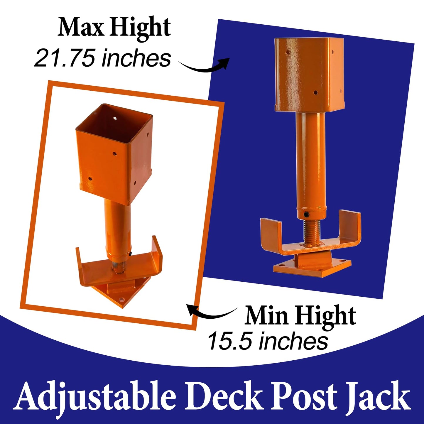 4" x 4" Adjustable Screw Jack Post, 15.5"-21.75" Height Range Shore House Jacks, Basement Floor Jacks for Leveling & Lifting, Structural Support, Joist Stabilization, 32,000 lb Max Load Capacity, 2PC