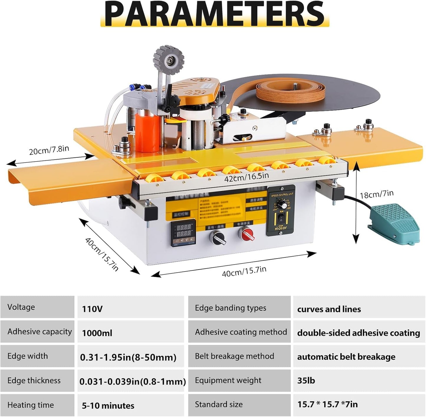 YUCHENGTECH Edge Banding Machine Automatic Tape Breaking Edge Banding Machine With Microcomputer Control 110V