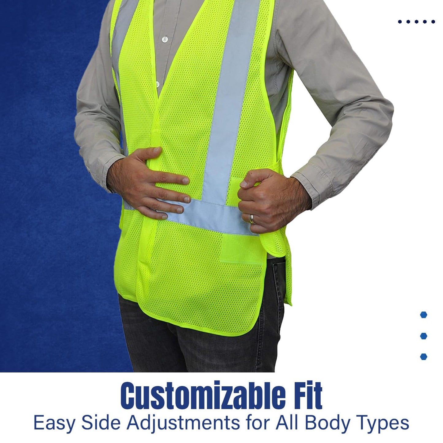 NYOrtho High Visibility Reflective Safety Vest – ANSI/ISEA Class 2 – Neon Yellow Mesh Vest for Men & Women – Adjustable Fit 32"-44" – Lightweight Hi Vis Construction & Traffic Gear