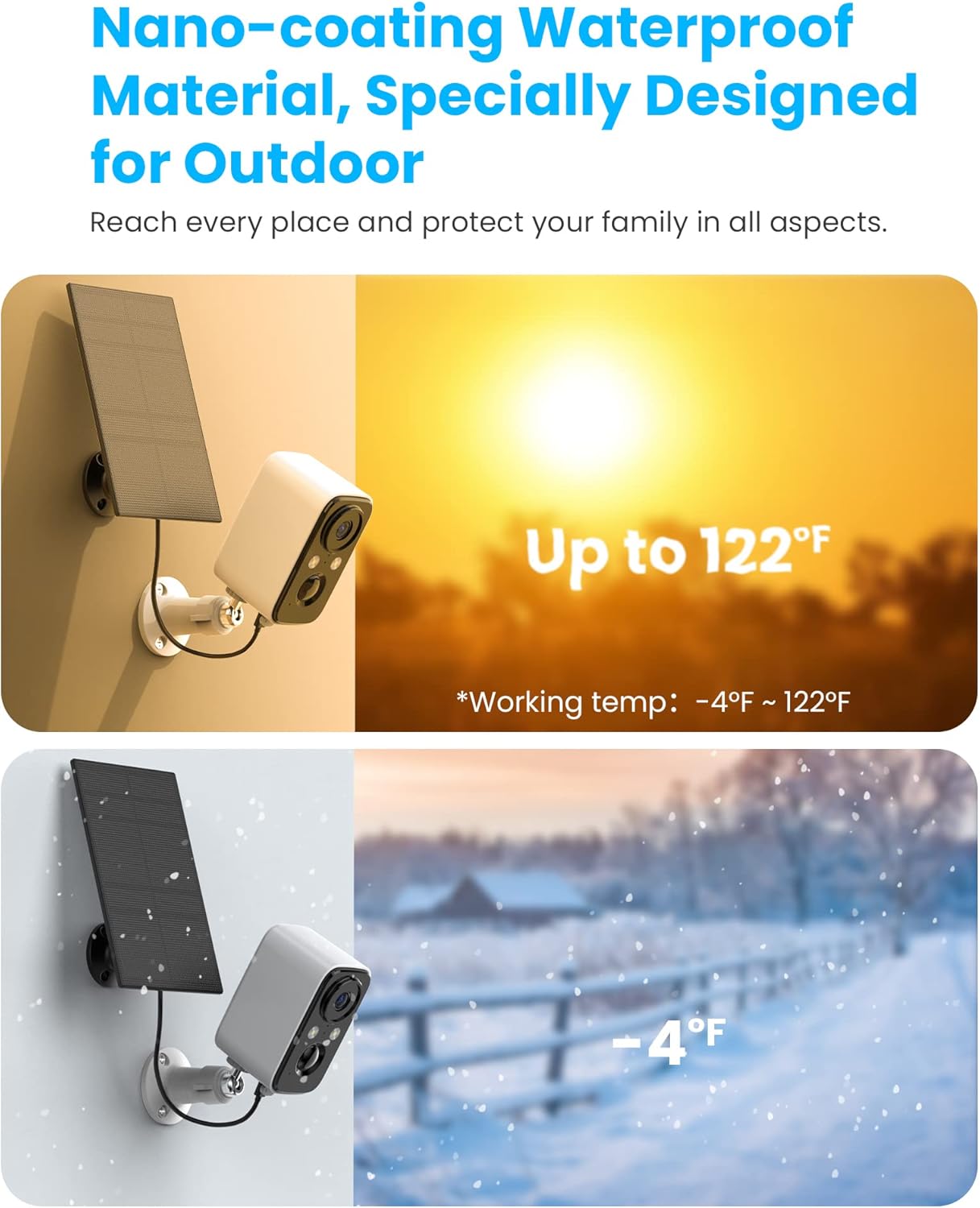 FOAOOD Solar Panel Security Cameras Wireless Outdoor - Battery Powered Cameras for Home Security WiFi Camera