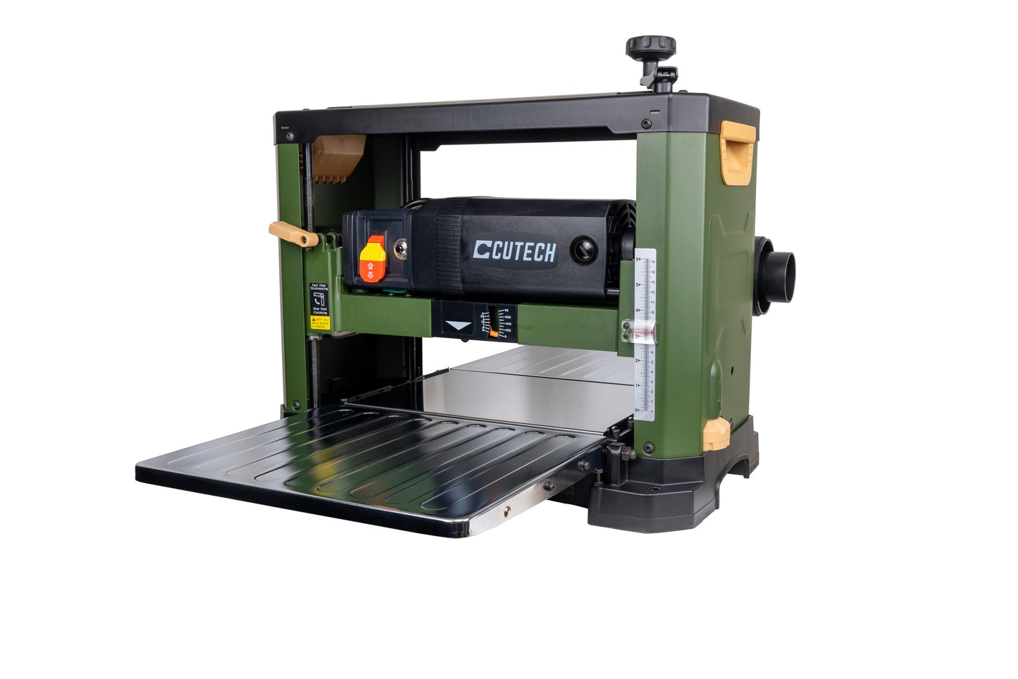 Cutech 40800H 13-Inch Spiral Cutterhead Benchtop Planer with 26 Tungsten Carbide Inserts, 2-Speed Feed Rate, Snipe Minimizer, and Board Return Rollers (13-Inch 2-Speed (Rifle Green))