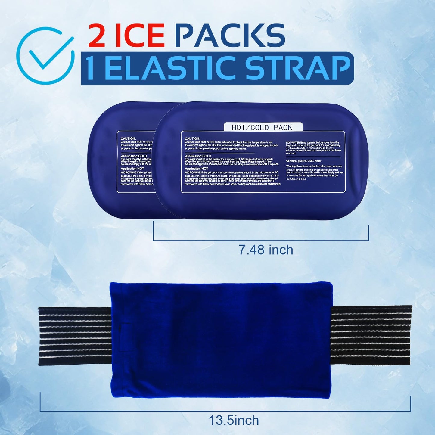 Ice Packs for Injuries Reusable (3-Piece Set) – Hot and Cold Ice Packs for Knee, Reusable Gel Wraps Support, Adjustable Ice Pack Pain Relief for Shoulders, Back Joints Muscles, Knees, Arms and Legs