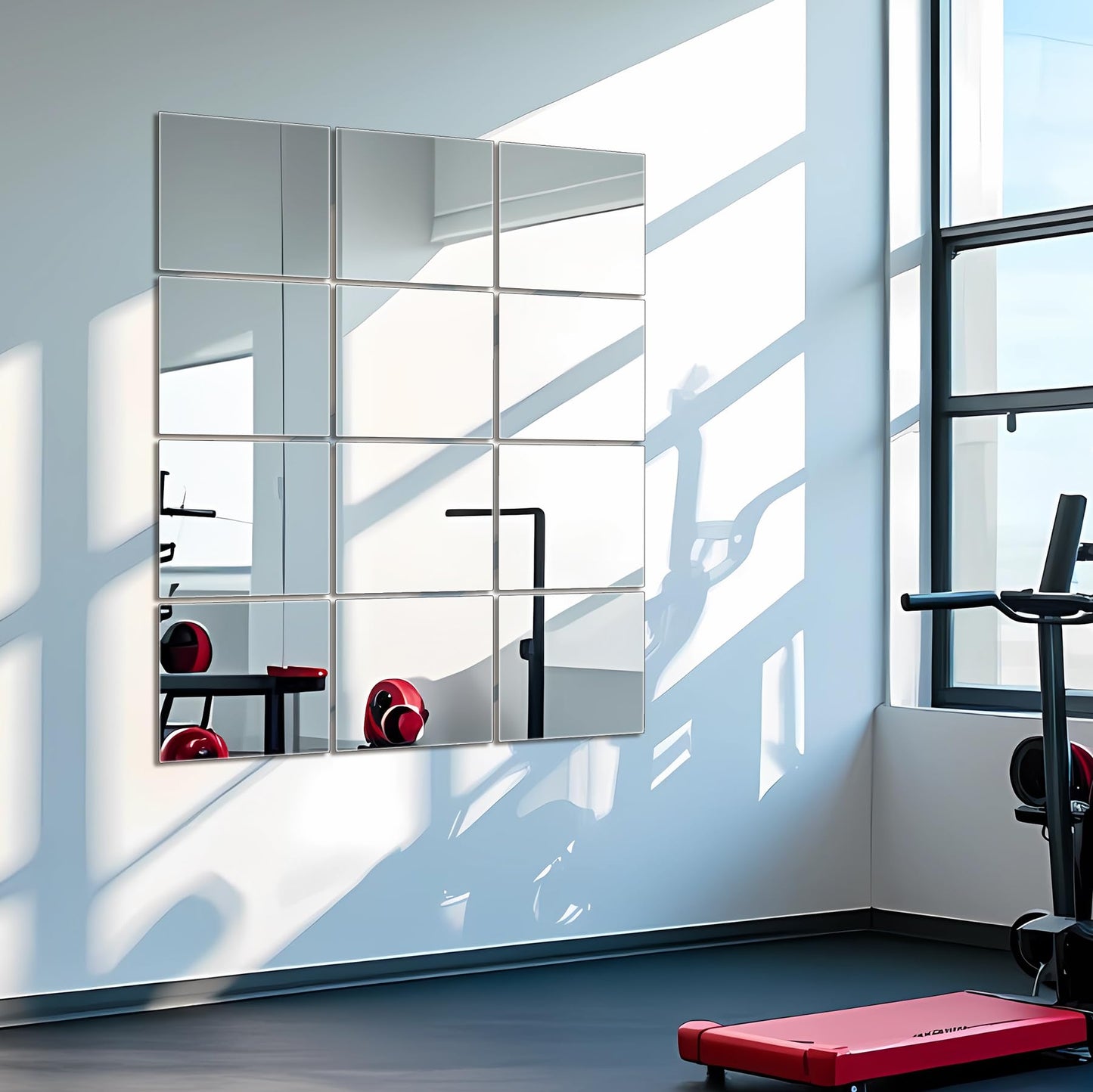 Wall Mirror Tiles Full Length, 16 x 12 Inch x 12Pcs Frameless Home Gym Mirror for Wall Mounted Decorative Full Body