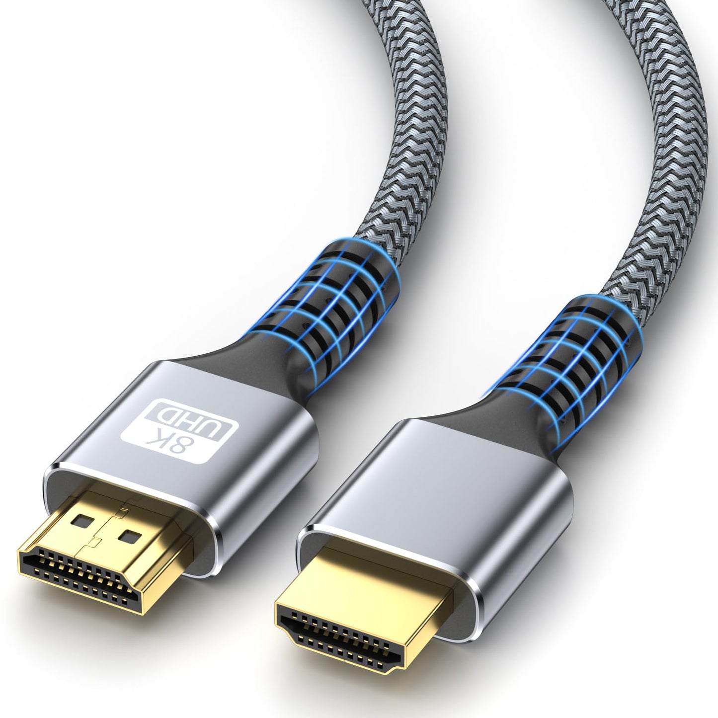 looyotul 8k 6.6ft 2.1 8K@60HZ 4K@120HZ 48Gbps HDTV,PS4,PS5,Monitor 2.2&2.3 HDR,eARC,Dolby.(Silvery) Hdmi Cable Ultra