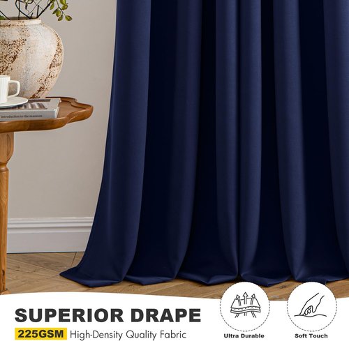 MIULEE Navy Blue Blackout Curtains - Thermal Insulated Room Darkening Drapes | 64-Inch Length, 2 Panels