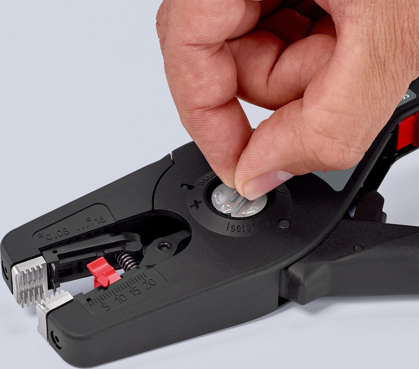 KNIPEX Precistrip16 Automatic Insulation Stripper, in Blister, 0.08-16 mm², with Fine Adjustment, Adjustable Length Stop, Wire Stripper, 12 52 195 SB