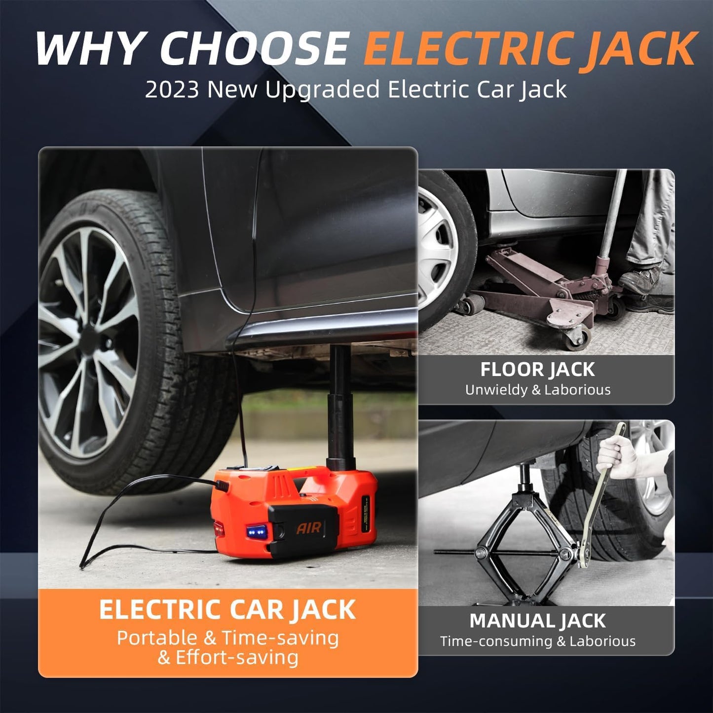 STANDTALL Electric Car Jack Kit 5 Ton 12V Electric Jack for Car with Impact Wrench and Tire Inflator Pump for SUV Sedan Truck Change Tires Garage Repair