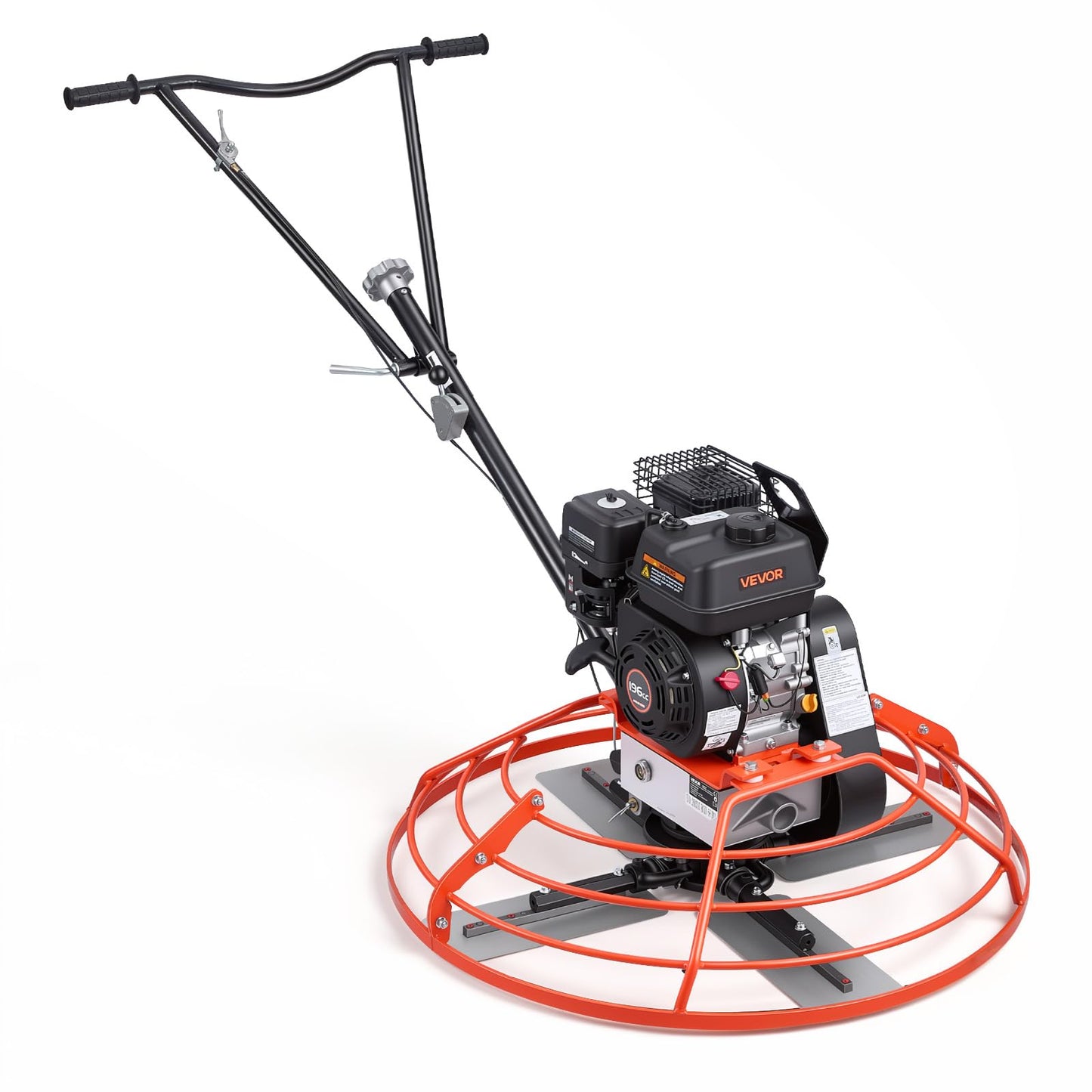 VEVOR Power Trowel, 34.8 inch Trowel Diameter Concrete Finishing Machine, 5.5HP Engine, 4 Blades, Adjustable Pitch, Gas-Powered Walk-Behind Cement Surface Finisher for Smooth Floors, Construction
