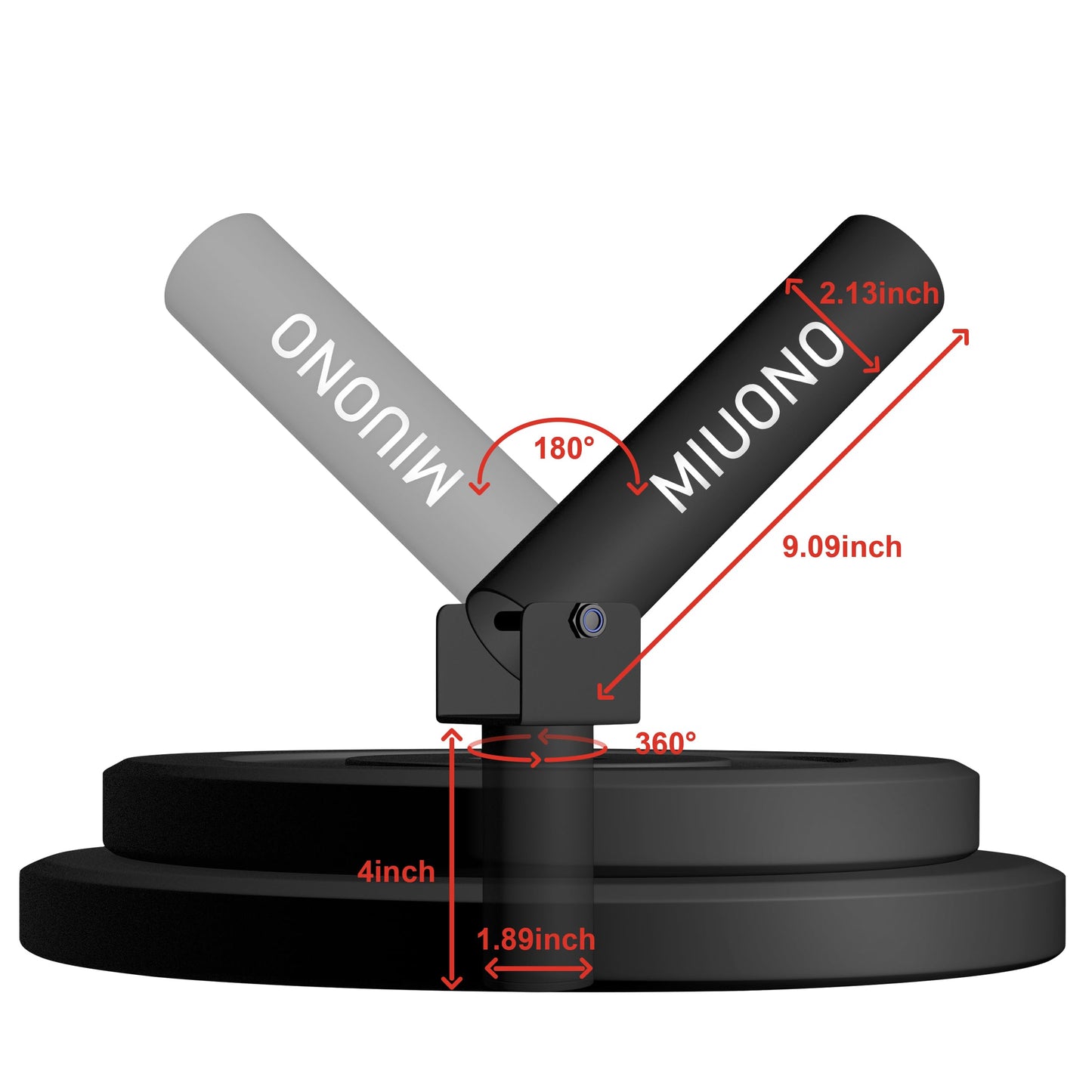 MIUONO Landmine Attachment for Barbell, T Bar Row Attachment Fit for 2" Olympic Bar, Full 360° Swivel for Back or Full-Body Workout Home Gym Equipment