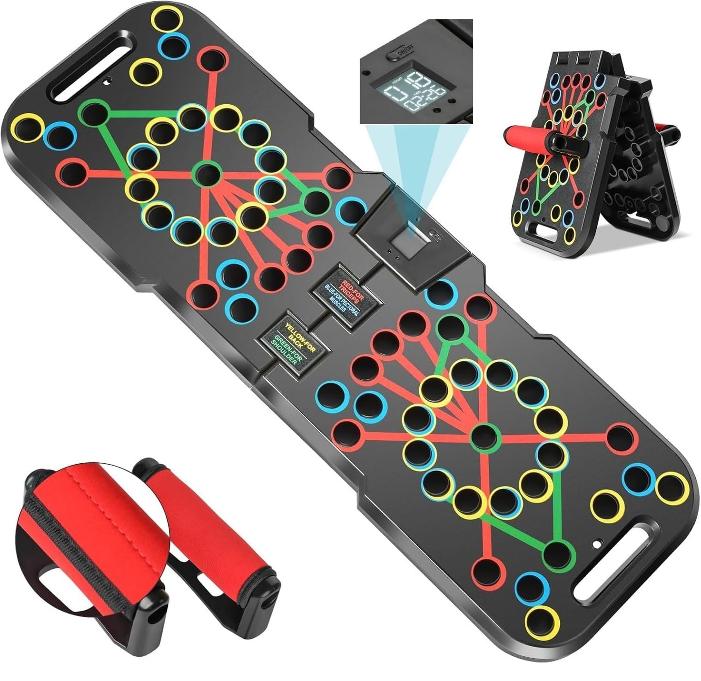 WeePro Push Up Board 60 in 1 with Smart Counter, Foldable Portable Home Gym System with Resistance Bands & Handles, Strength Training Equipment for Men & Women, Full Body Workout Kit