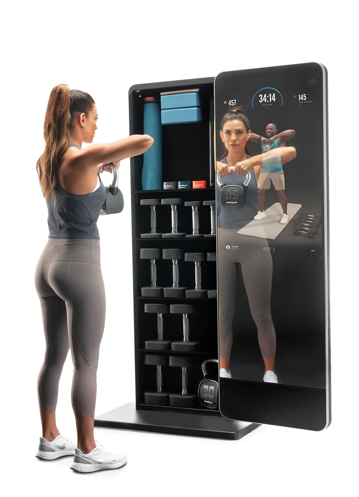 Nordictrack Vault Complete Reflective Trainer with Fitness Accessories, Pivoting Mirror and Touchscreen, and 30-Day iFIT Family Membership