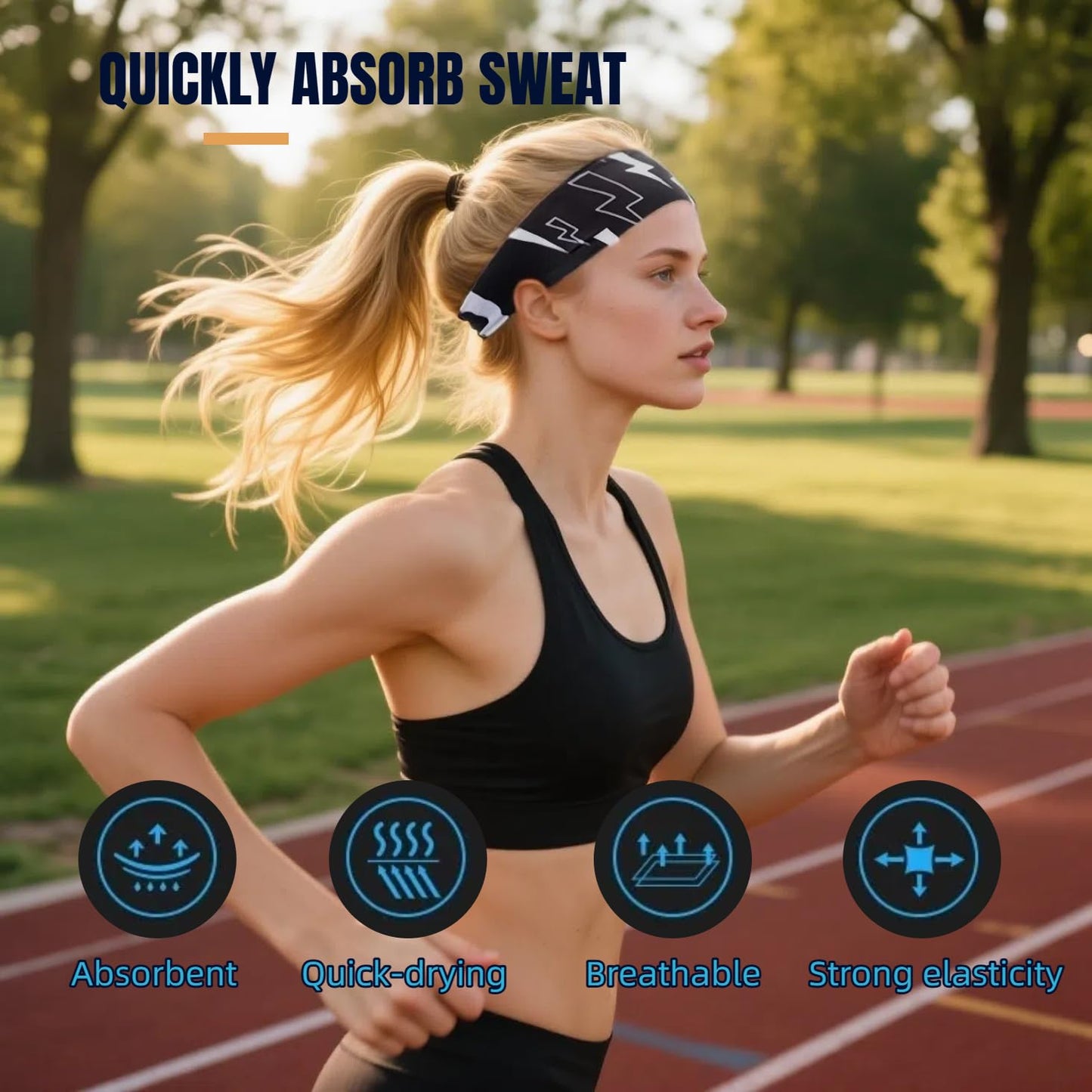 Sweat Band,Hair Bands,Moisture Wicking Workout Headband, Sweatband Headbands for Running,Cycling,Football,Yoga,Fitness Workout Unisex Quick-Dry Sweatband.
