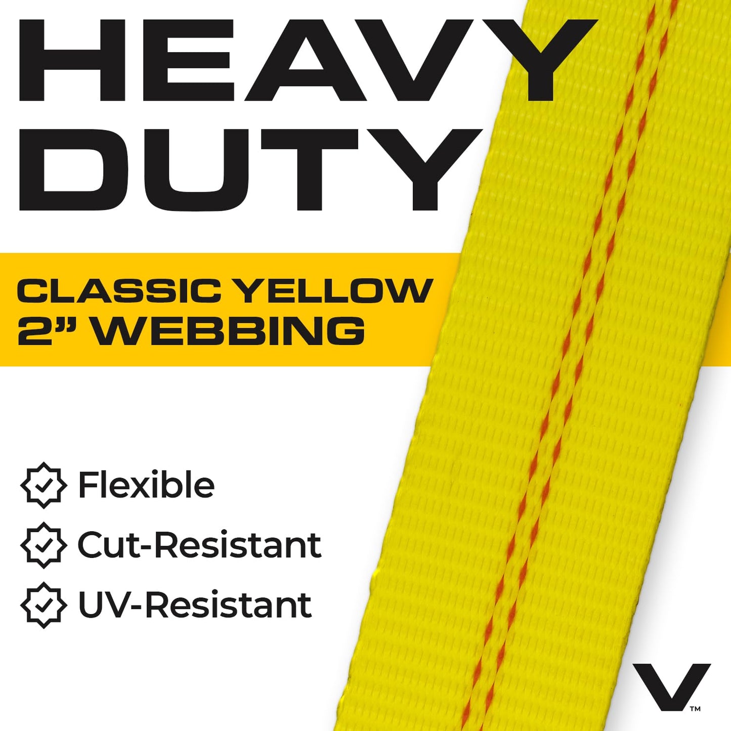 VULCAN Autohauler Car Tie Down - Rolling Idler Three Cleat - 120 Inch - 4 Pack - Classic Yellow - 3,300 Pound Safe Working Load