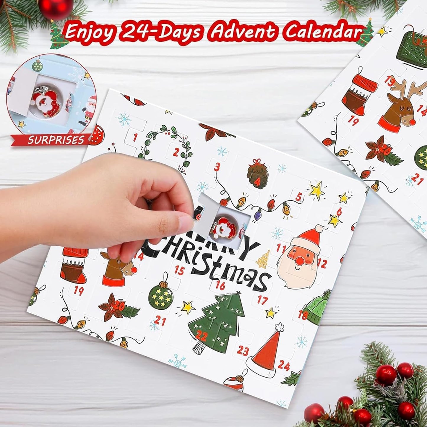 Skiennix Christmas Advent Calendar Bracelets 2024 - 24-Day Countdown with 22 Charm Beads & 2 Bracelets for Girls & Teens