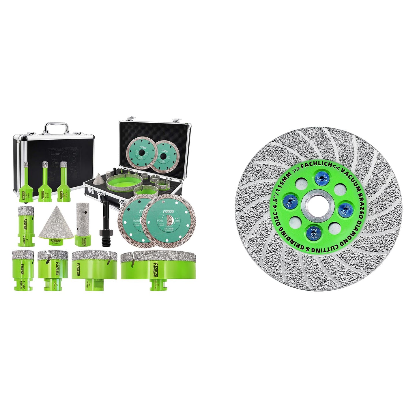 Tile Hole Saw Kit Diamond - (6/8/10/25/35/50/75/127mm Drill Bits+Finger Bit+Chamfer Bit+Adapter+Tile Blade) Diamond Hole Saw Kit for Porcelain Ceramic Marble Brick Granite,5/8"-11 Thread