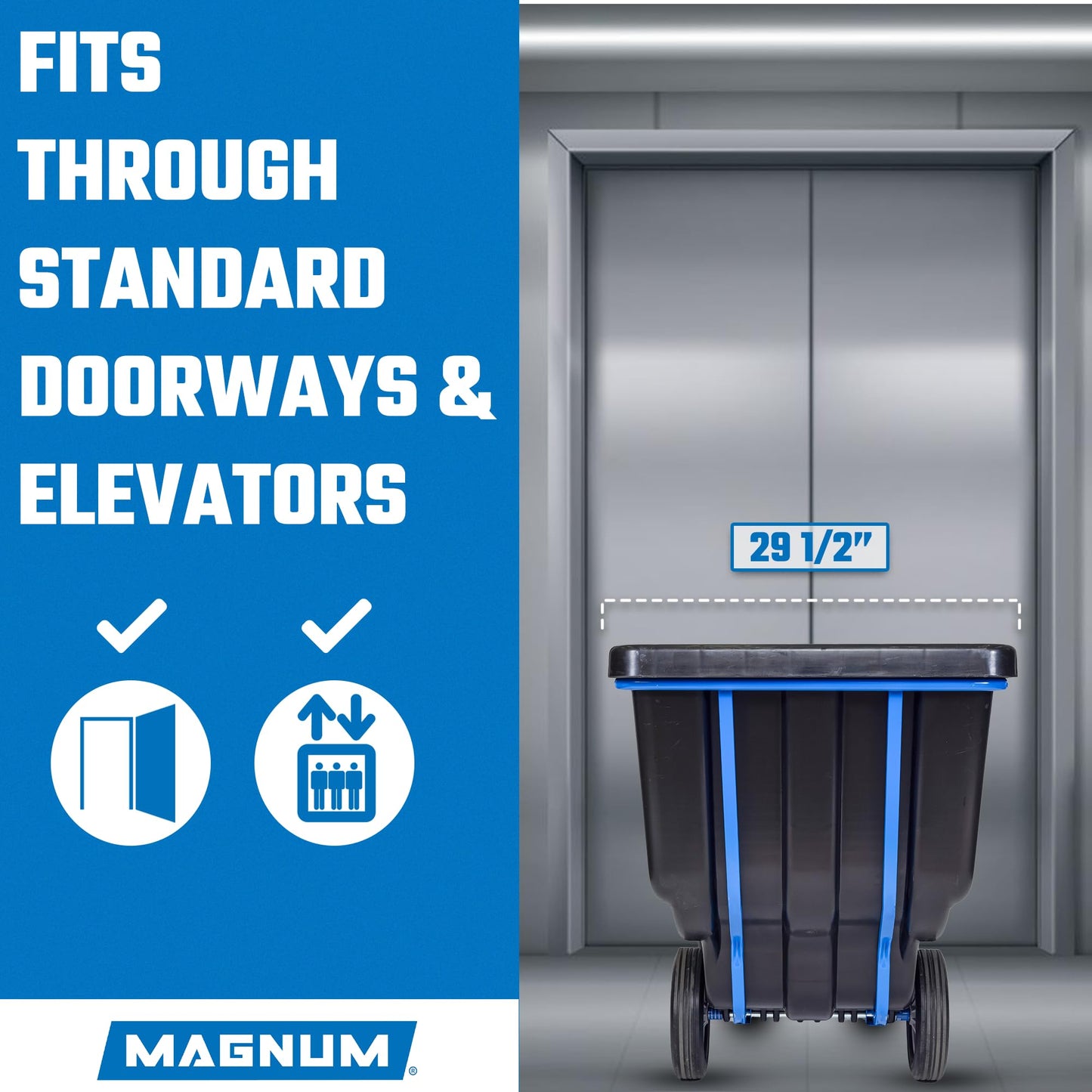 Magnum Tool Tilt Truck, 1 Cu. Yd. Covered Capacity Dump Cart with Heavy Duty 12” Wheels & 5” Casters & Heavy Duty Full Frame for Jobsites, 1200 lbs, Trash Cart with Wheels DUC100-H-04PK (4-Pack)
