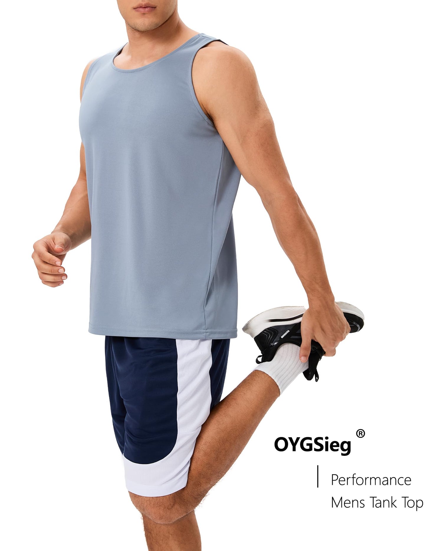 OYGSieg 6 Pack Men's Quick Dry Workout Tank Tops Breathable Gym Sleeveless Muscle Shirts for Active Men SetA L