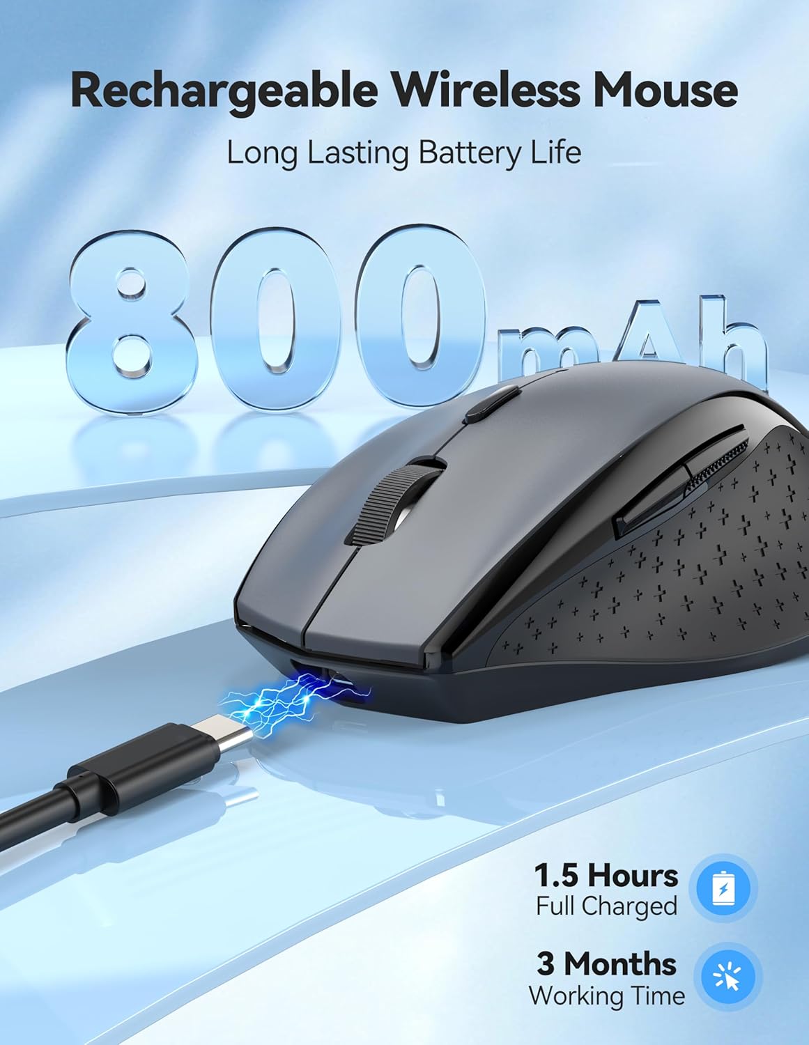 TECKNET Computer,2.4G Wireless,6 6400 Wireless Mouse Rechargeable,Mouse for Laptop USB Computer Mice Button DPI