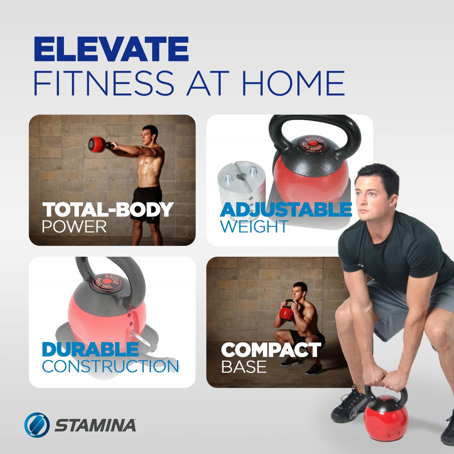 Stamina X Kettle Versa-Bell - 36 lbs Strength Training Kettlebell - Adjustable Kettlebell Weights with Smart Workout App - Kettlebell Weights for Home Workout