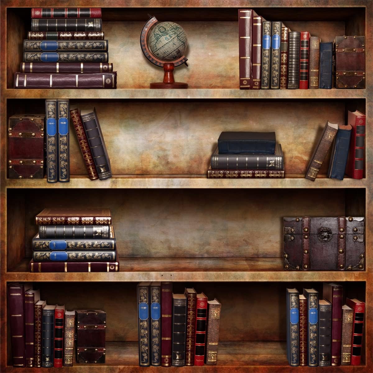 BELECO 6x6ft Fabric Vintage Bookshelf Backdrop Library Books Antique Book Racks School Bookcase Backdrop
