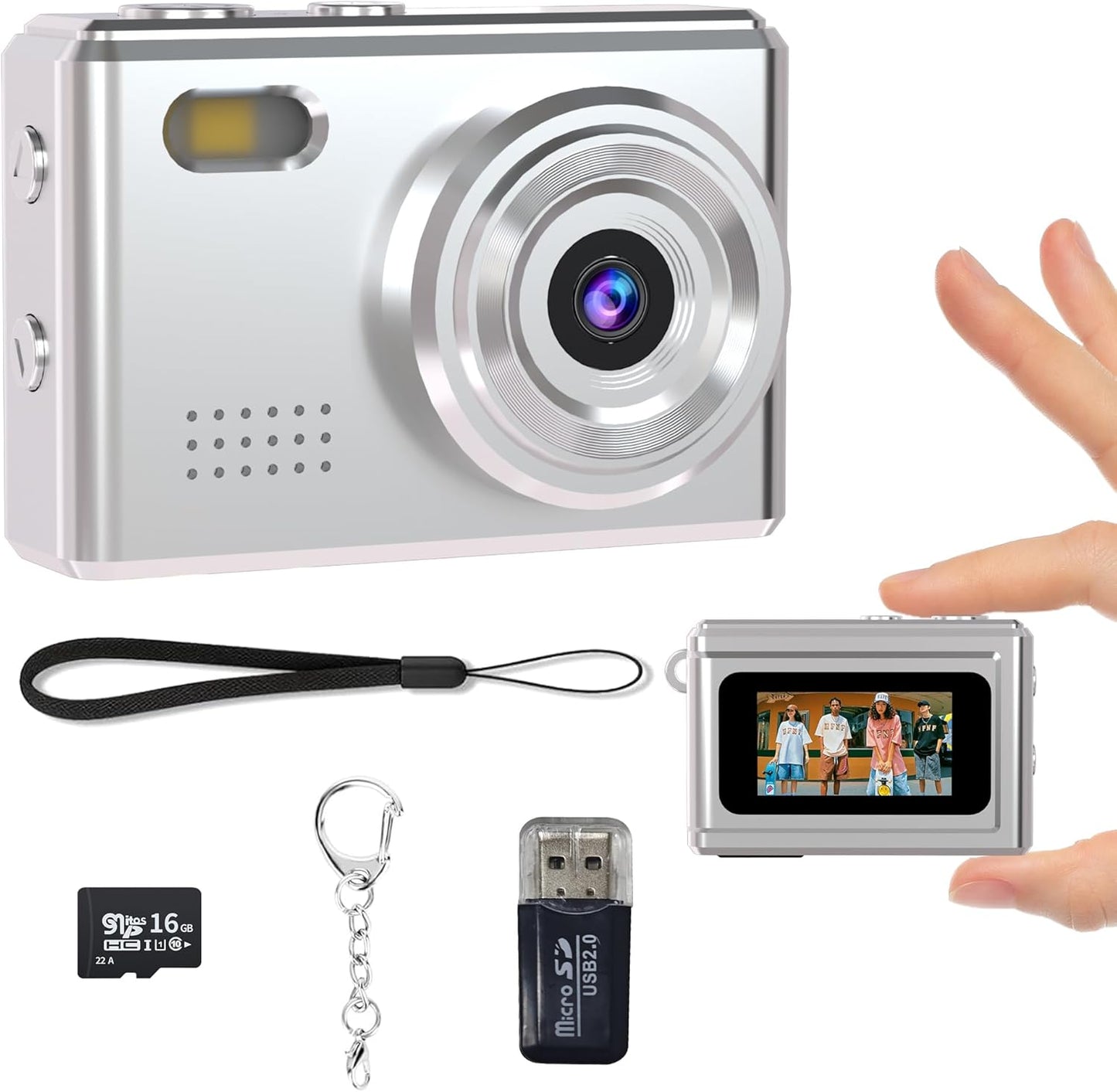 Lenane Camera-1080P 0.96" 16GB Mini Keychain Mini Retro Digital Camera with Screen Card,Portable Video Recorder