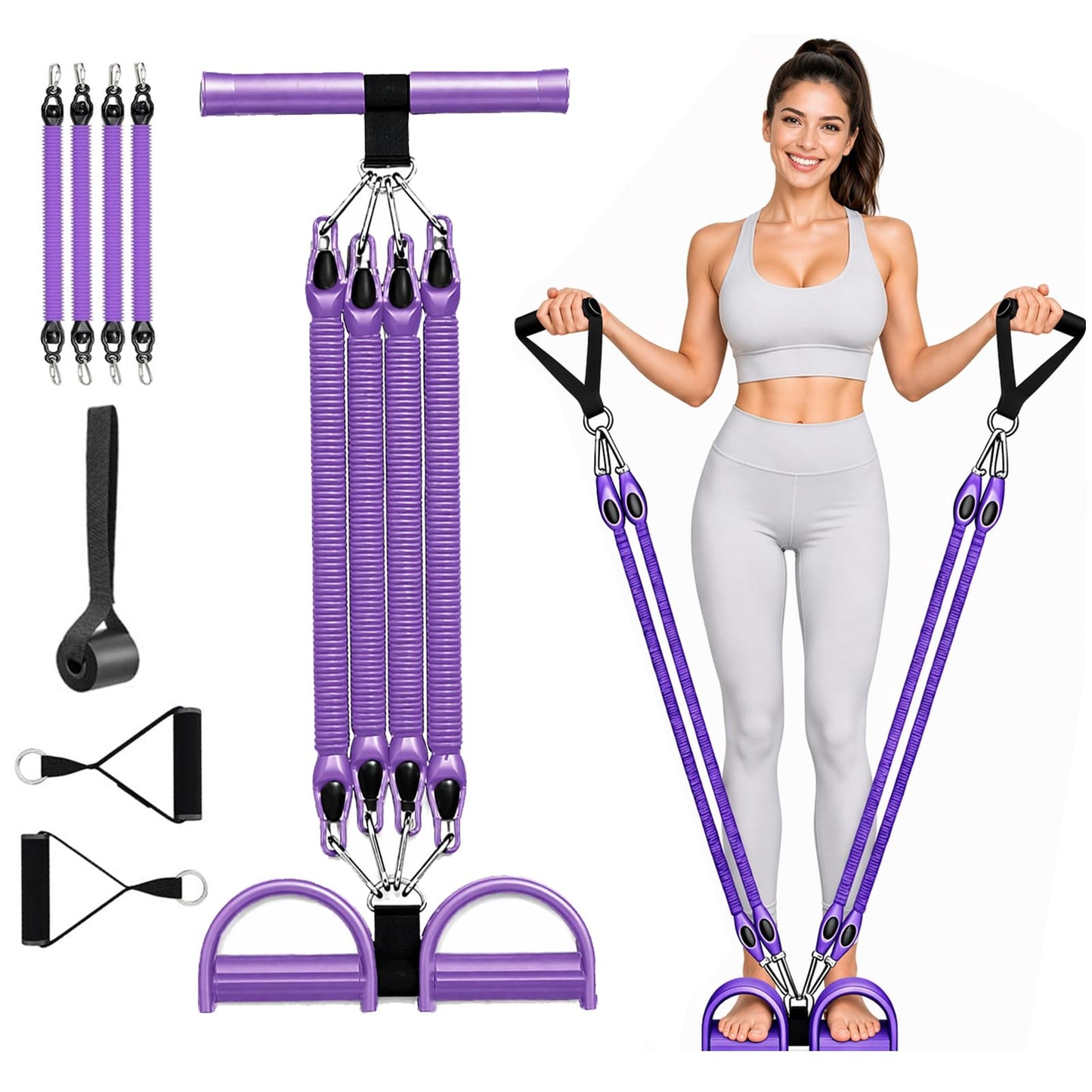 2026 New Pedal Resistance Band with Handles, Adjustable Detachable Multifunction Pedal Resistance Band, Thai Natural Rubber Tension Rope for Abs, Arms, Waist, Legs & Home Fitness