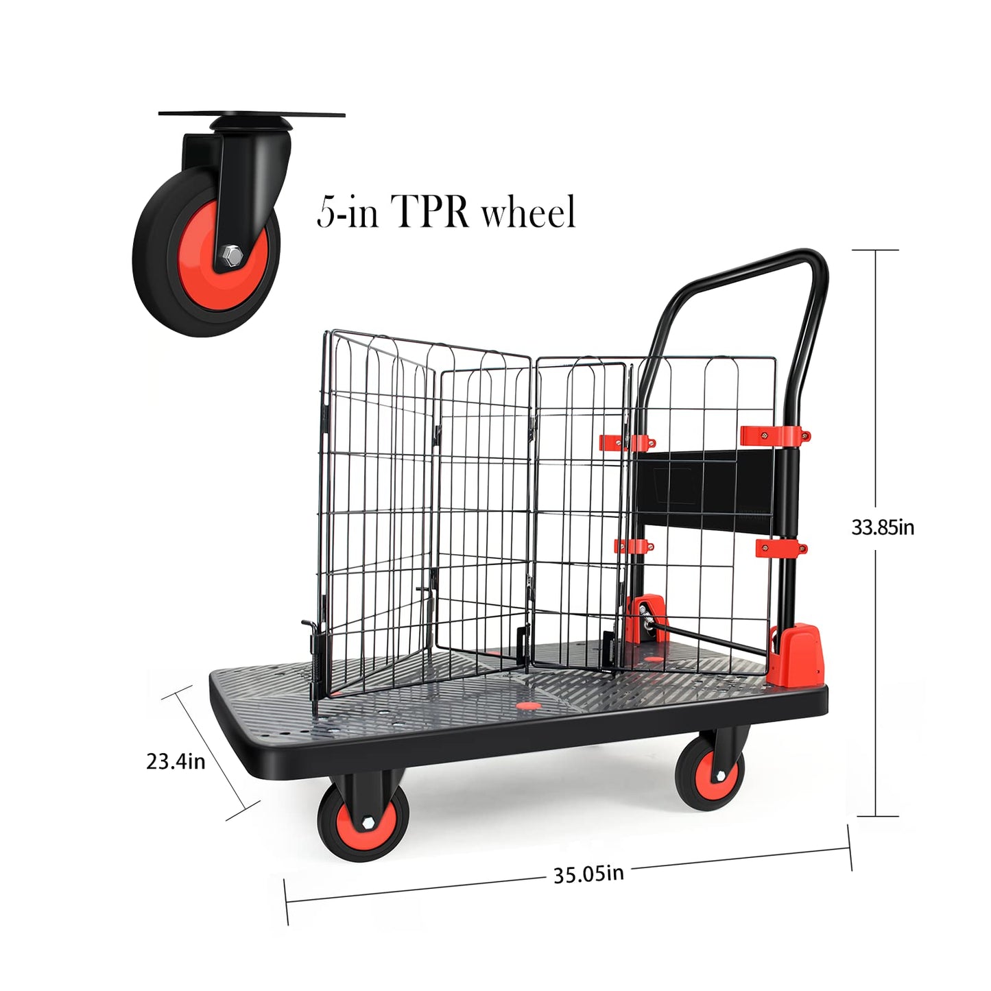 Uholan Heavy Duty Hand Truck with Cage, Removable Cage Dolly, Wheels, Load 660lbs, Multipurpose Grocery Cart, Shopping & Moving Storage