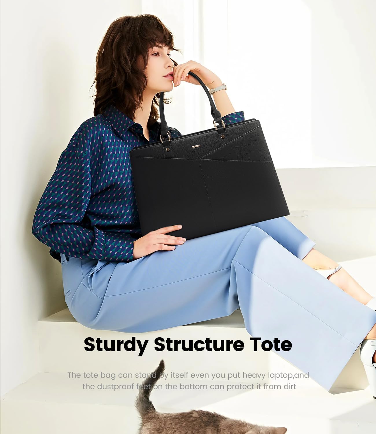 LOVEVOOK 17.3 Inch Laptop Tote Bag for Women, Leather Business Office Work Bag Computer Briefcase with Small Clutch fit