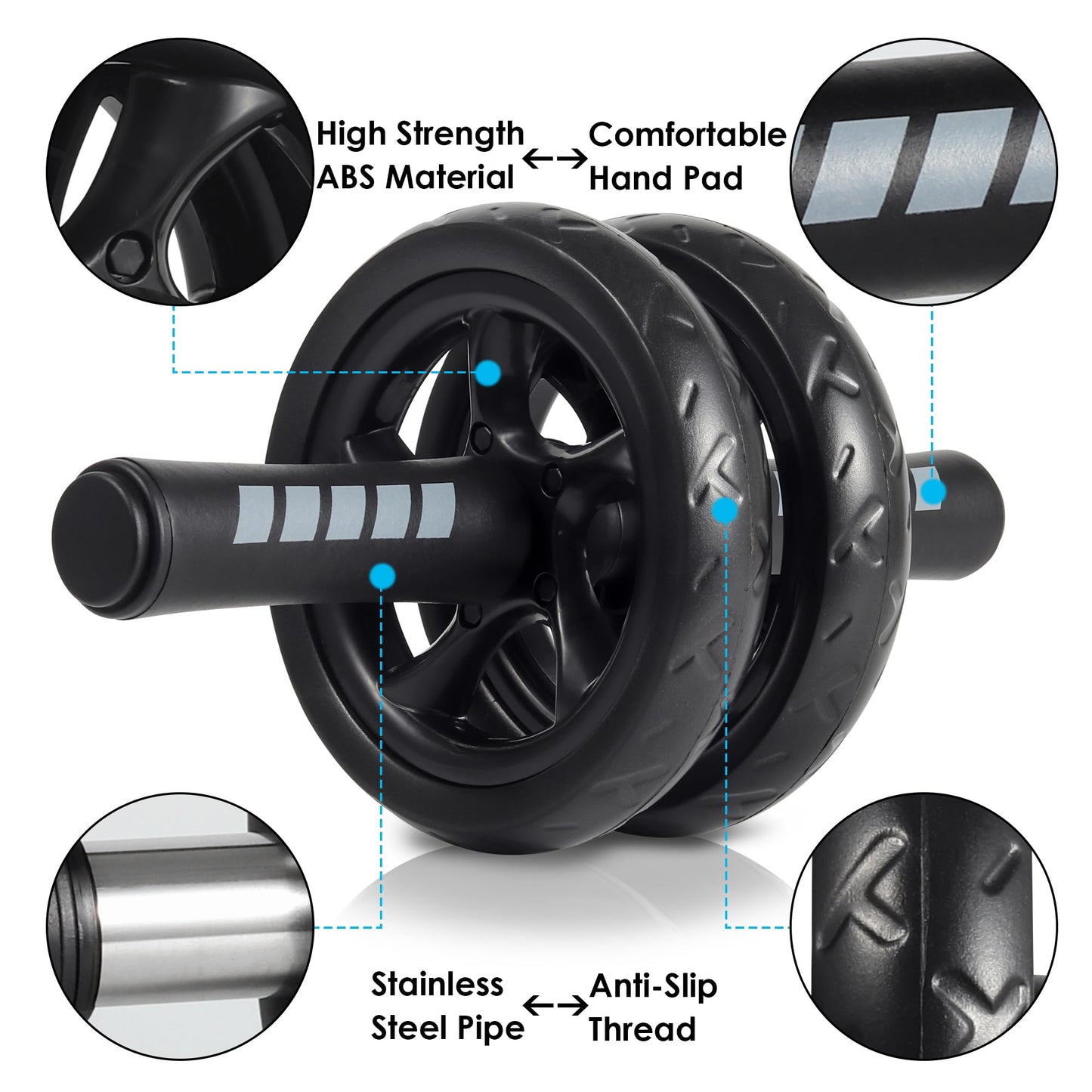 Ab Roller Wheel, Home Gym Equipment for Core Workout, No Noise Exercise Wheels with Knee Pad, Fitness Training Wheel Abs Workout Equipment for Sports