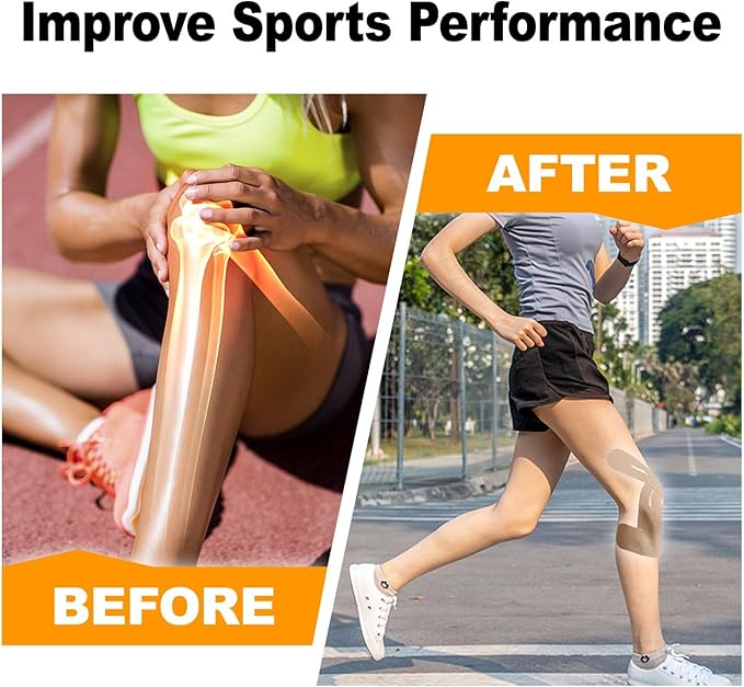 Precut Kinesiology Knee Tape Hypoallergenic Athletic for Knee Pain Knee Tape for Knee Pain Relief Pre Cut Knee Support & Stability, Pain Relief ??Breathable