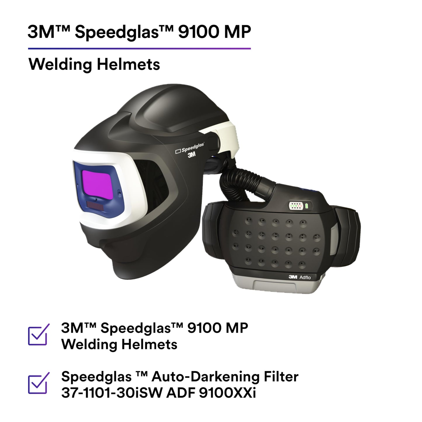3M Adflo Powered Air Purifying Respirator HE System w 3M Speedglas Welding Helmet 9100 MP 37-1101-30iSW, 1 ea/Case