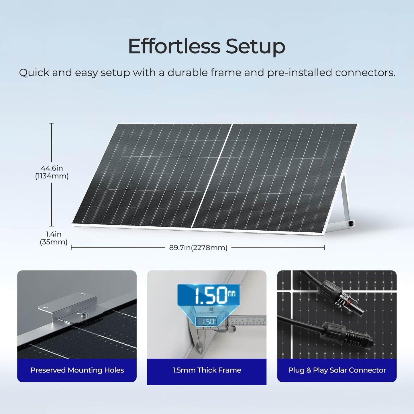 Renogy Solar Panels 1180W 12V/24V N-Type Bifacial Solar Panel 2PCS 590W Monocrystalline On/Off Grid Application Over 1000 Watt Solar Panel High Efficiency Durable for Homes Roof RV Boat Camping Black