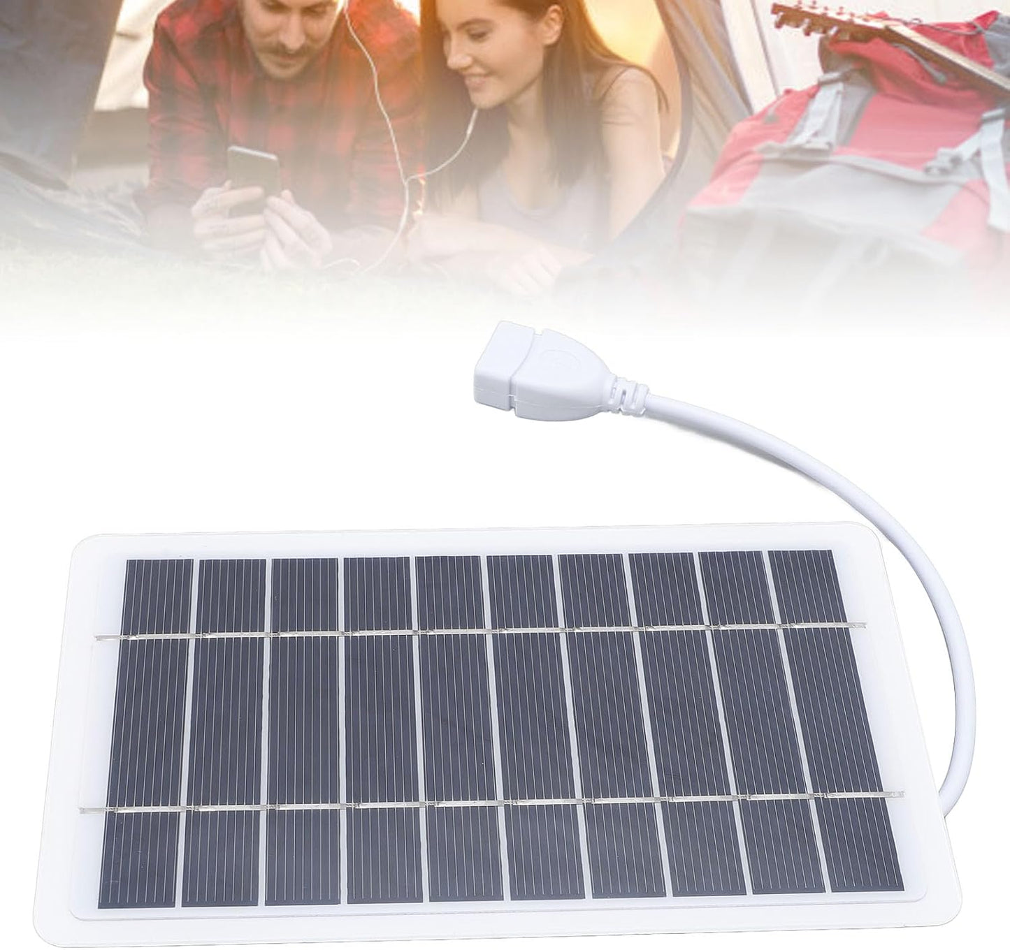 2 Solar Panel Power Bank, Monocrystalline Silicon USB Outputs High Efficiency Portable Phone Charger, with Compact Size