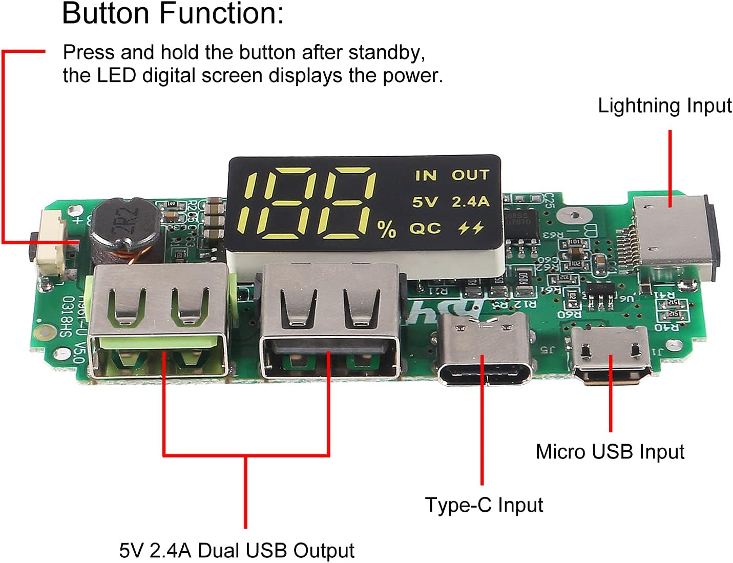 UMLIFE 4pcs 18650 5V 2.4A 186 50 Charging Board Dual USB Mobile Power Bank Module Lithium Battery Charger Board