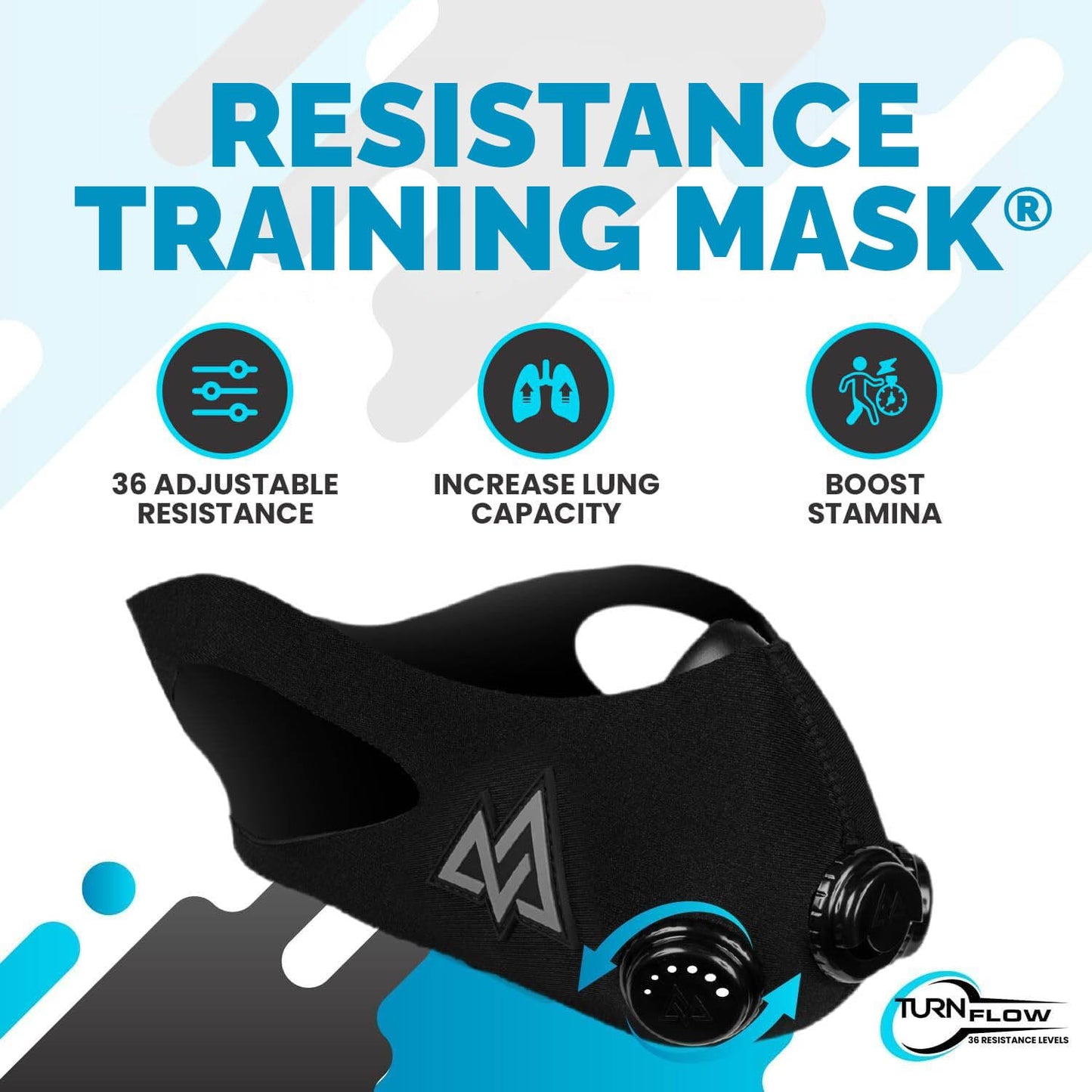 TRAININGMASK - Elevation Training Mask 2.0 - Resistance Training Mask®, High Altitude Mask, Workout Mask (Black, Medium)