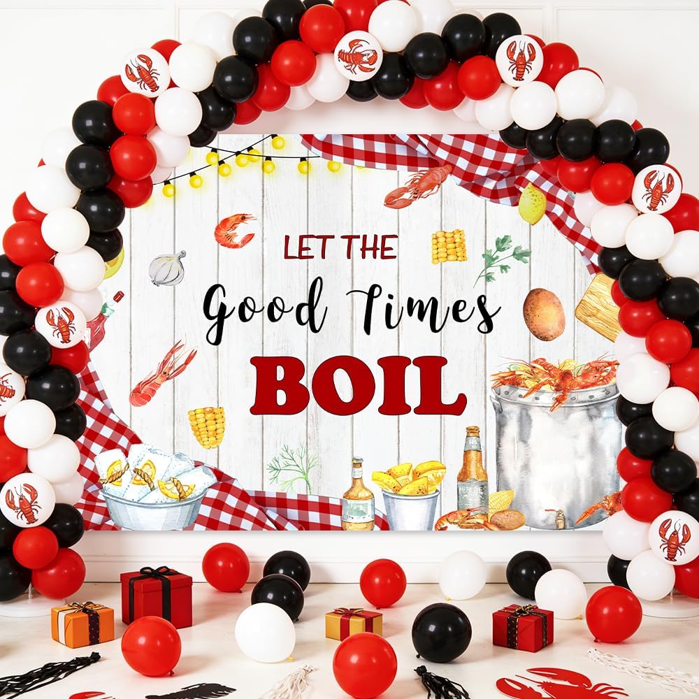 AIBIIN 7x5ft Let The Good Times Boil Backdrop Crawfish Boil Themed Birthday Backdrop Sea Lobster Birthday Party