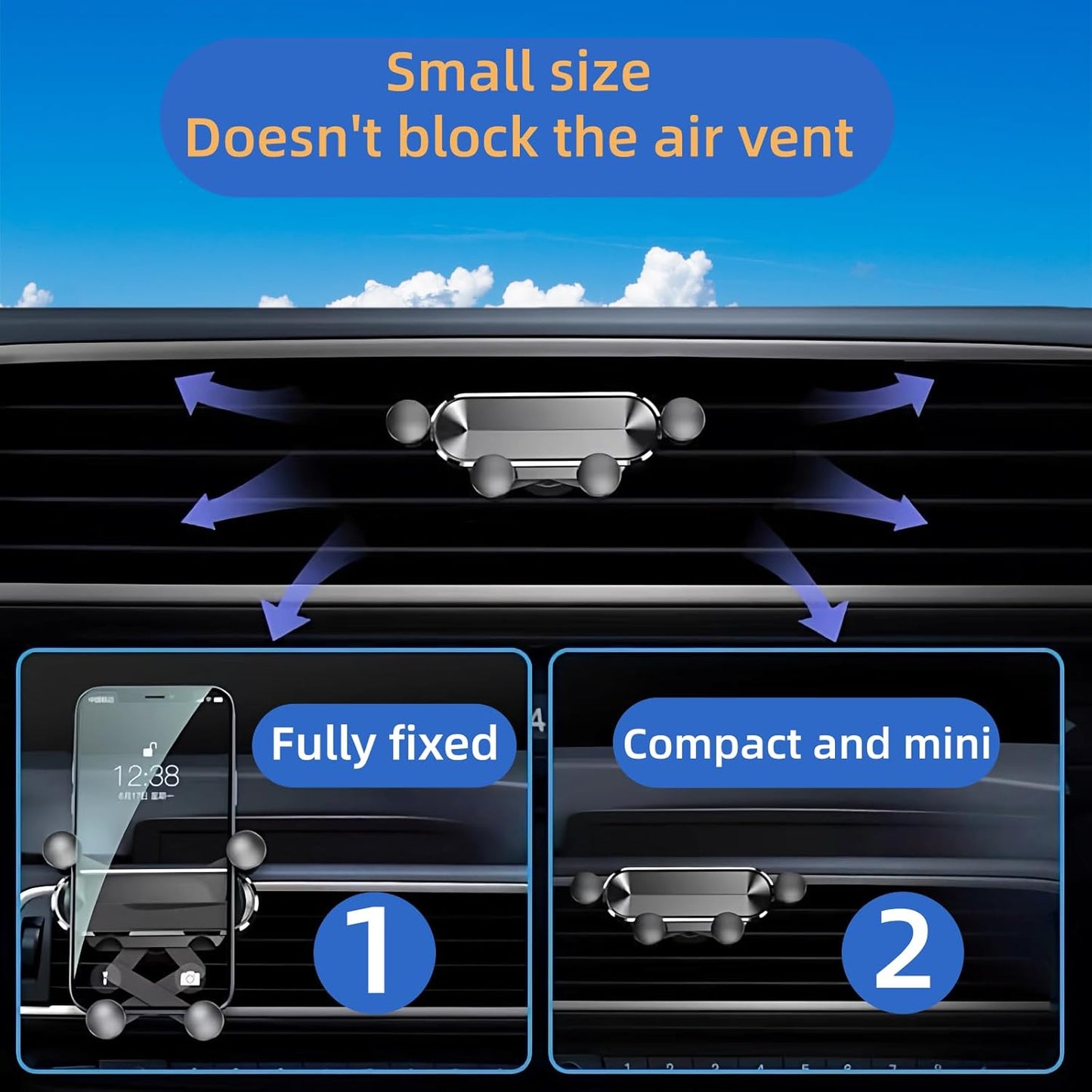 cdipkif 360 car air Vent Holder, Top-of-The-line car Phone Holder for iPhone Adjustable Angle, Compatible