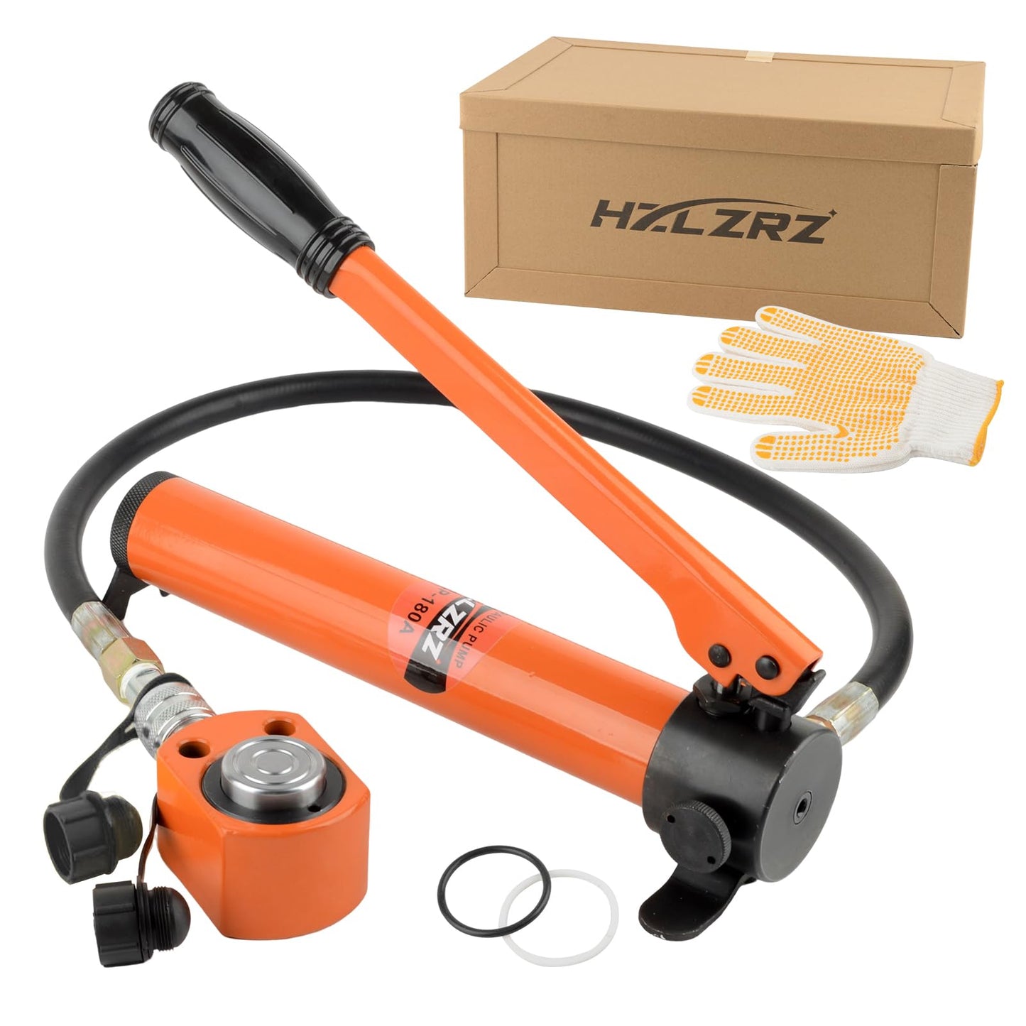 HZLZRZ 20 Ton Hydraulic Cylinder Jack with CP-180 Manual Hand Pump and Porta Power Kit - Industrial Mini Hydraulic Pump Cylinder for Machinery and Shipbuilding (RMC/201)