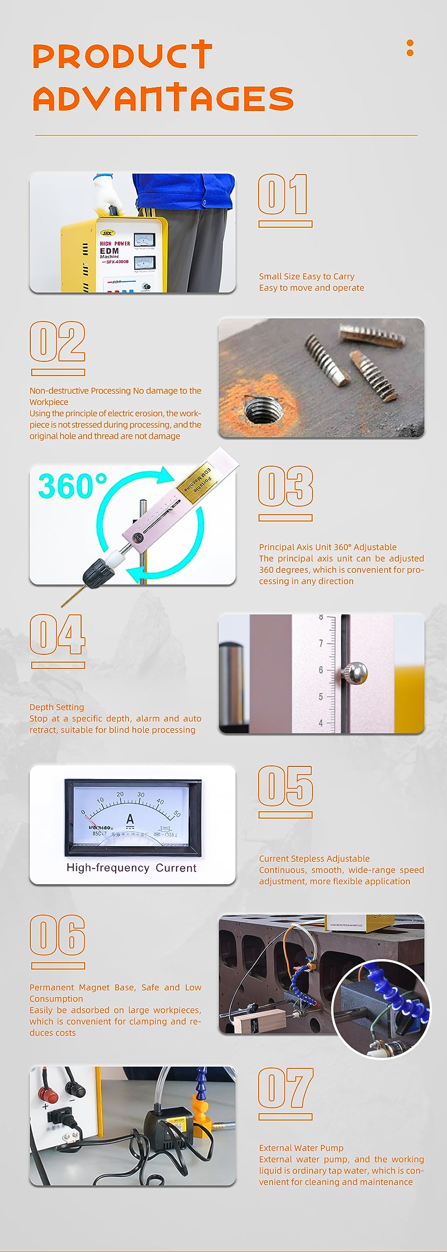 SFX Portable EDM Broken Tap Remover, Mini EDM Spark Erosion,Remove broken Screw,drills,taps, bolts from Blind Hole, Depth Setting, Power 3000W Fast remove M2 to M48(Dia. 0.07in to 2 in)