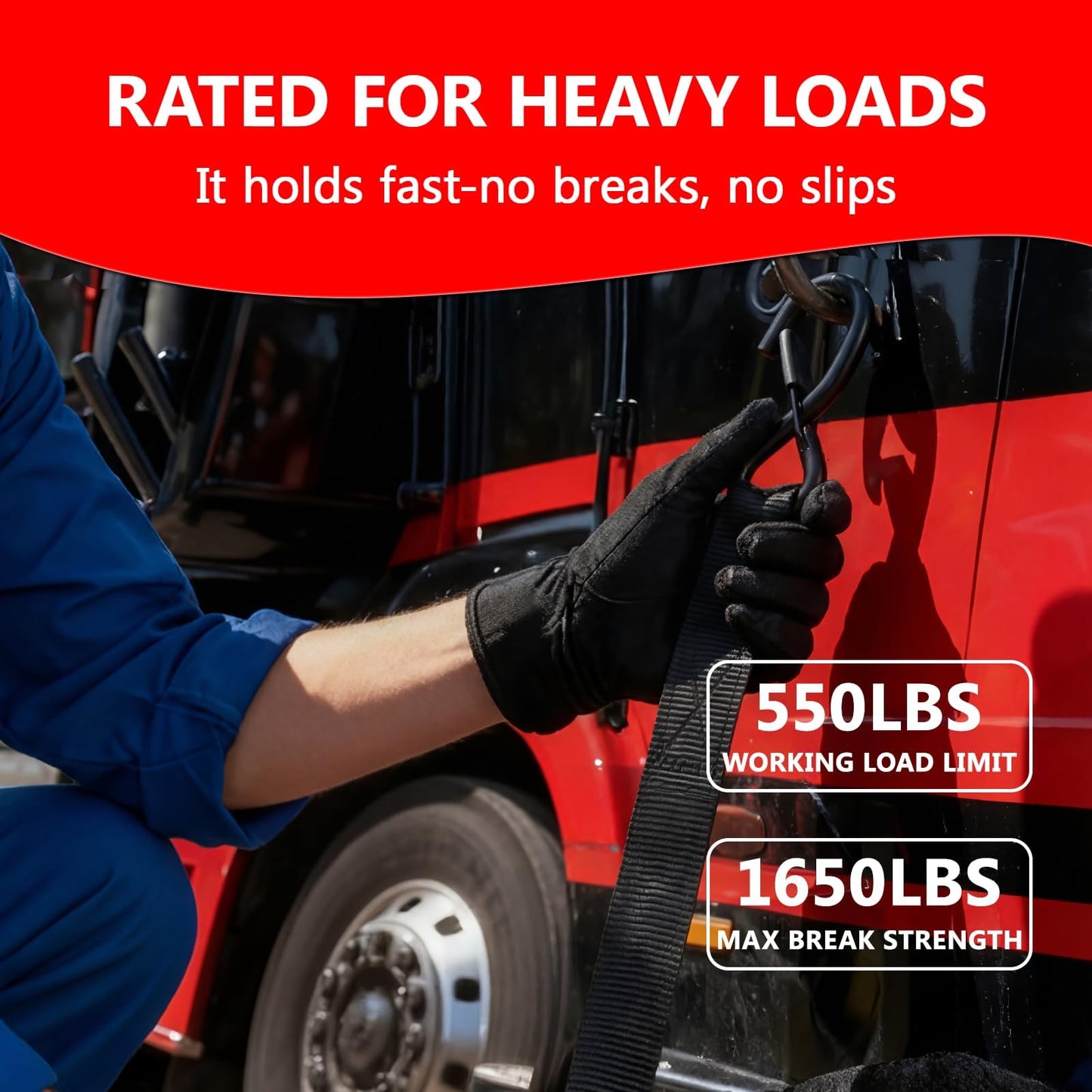Retractable Ratchet Straps (4 Pack) - 1" x10 ft Heavy Duty with Auto Retract, Safety Lock Hooks & 1650 lb - Soft Loops + Bungee Cords for Truck, Trailer, Motorcycle, ATV, UTV, Moving