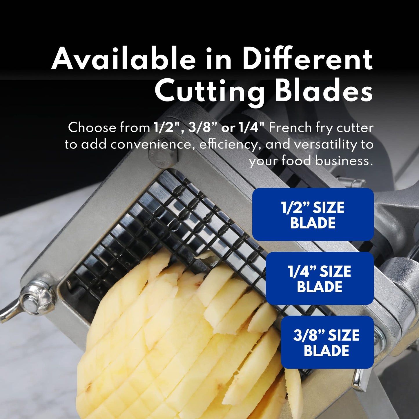 New Star Foodservice Extra Heavy Duty French Fry Cutter 3/8" with Wall Bracket, Fixed Counter or Wall Mount, Cast Iron and Aluminum Body with Stainless Steel Components
