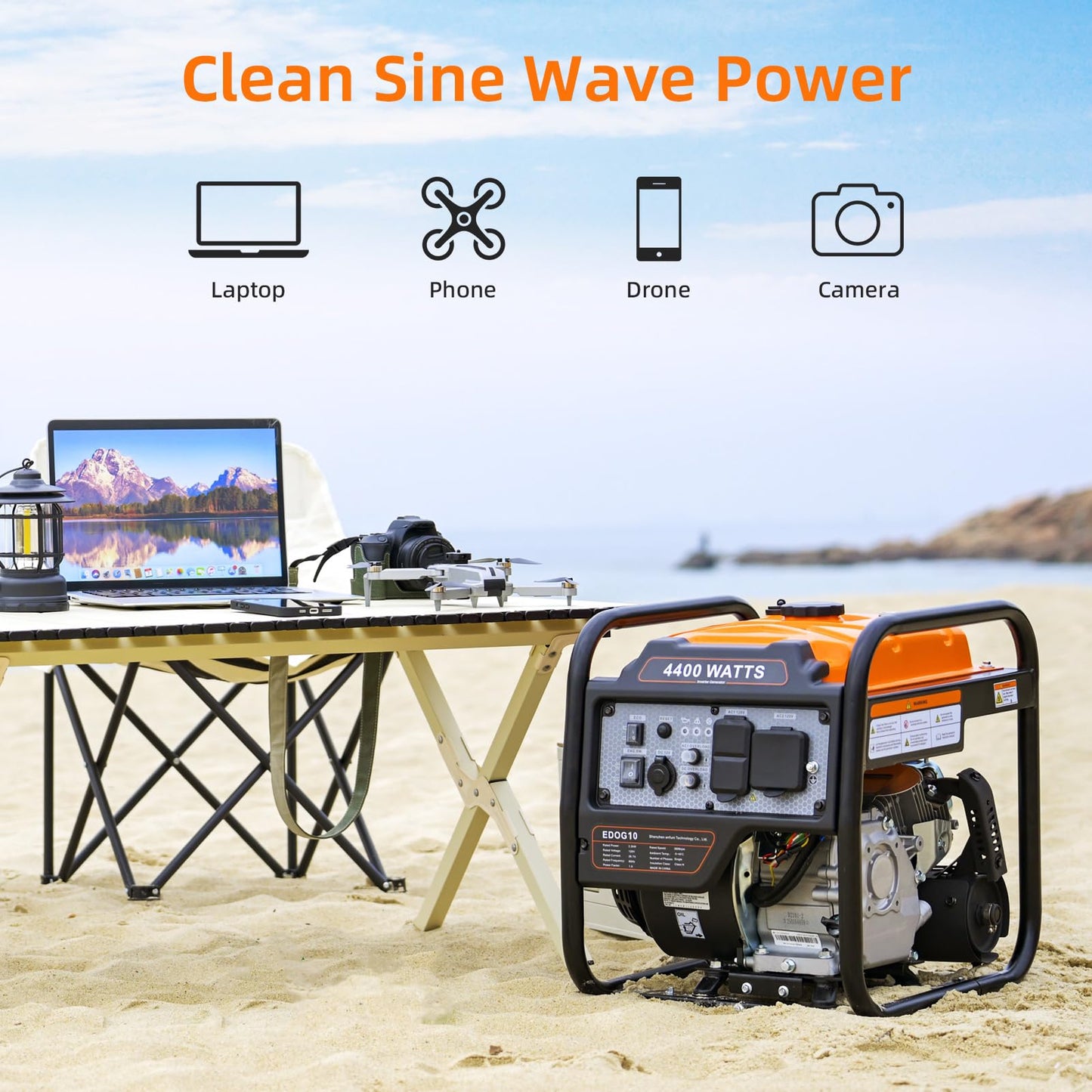 Oxseryn Power Equipment 4400 Watts Inverter Generator Gas Powered, Portable Open Frame Generator, Low Noise with ECO Mode, RV Ready, Emergency Home Backup