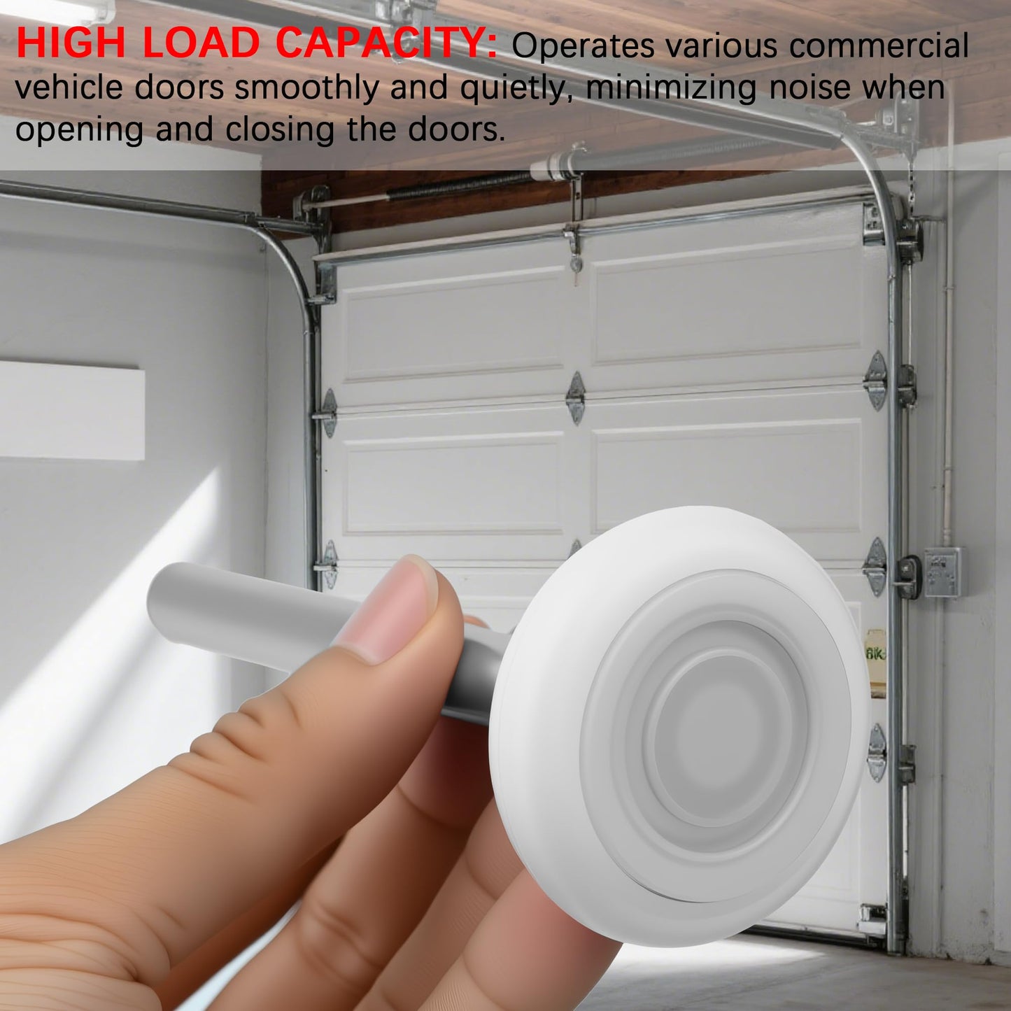 10 Pack 7" Stem White 2" Nylon Garage Door Roller with Protective Sealed-Cap(Dustproof), Ultra Quiet & Long-Lasting, Commercial High Load Capacity, Double Sealed Bearings