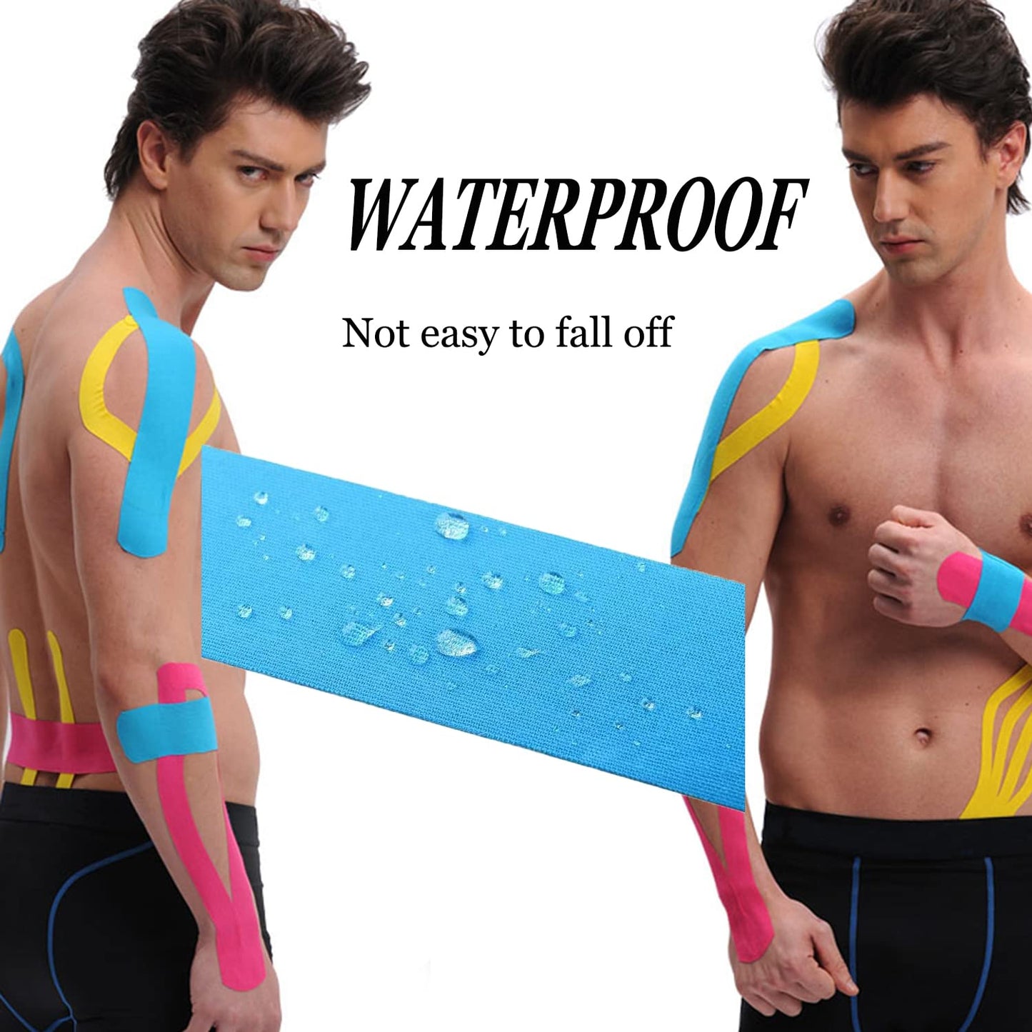 Kinesiology Tape Precut Strips Pro Athletic (3 Rolls,60 Strips) Original Cotton Waterproof Breathable Latex Free Tape for Muscle Pain Relief and Joint Support Elastic Sports Activities Tapes (Mix)