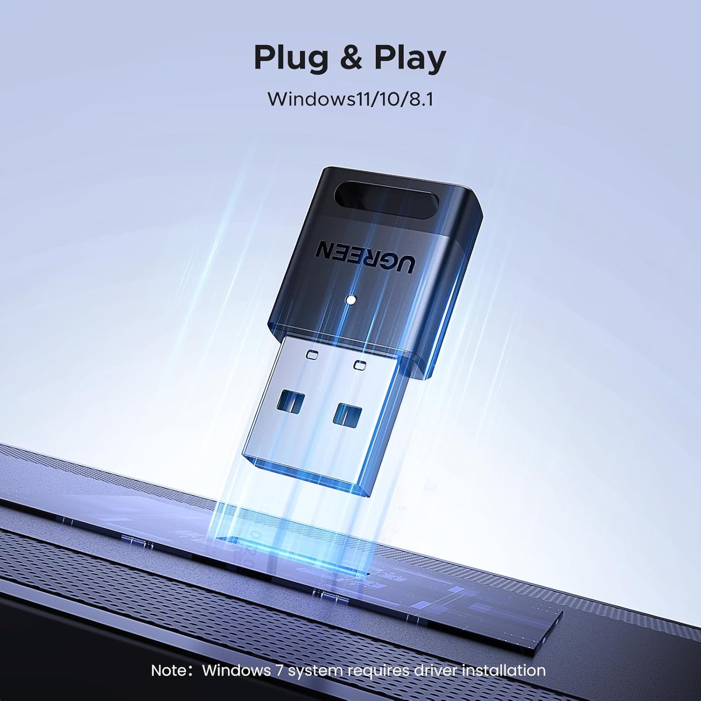 UGREEN 5.4 11/10/8.1, USB Bluetooth Adapter for PC Bluetooth Dongle Receiver EDR & BLE, Plug & Play Supports Windows