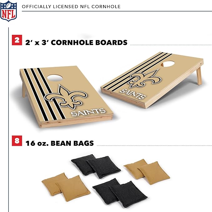 NFL 2' x 3' Solid Wood Cornhole Set with Direct Print HD Team Graphics – Great Gift for Any Football Fan! Bean Bag Toss Family Outdoor Games