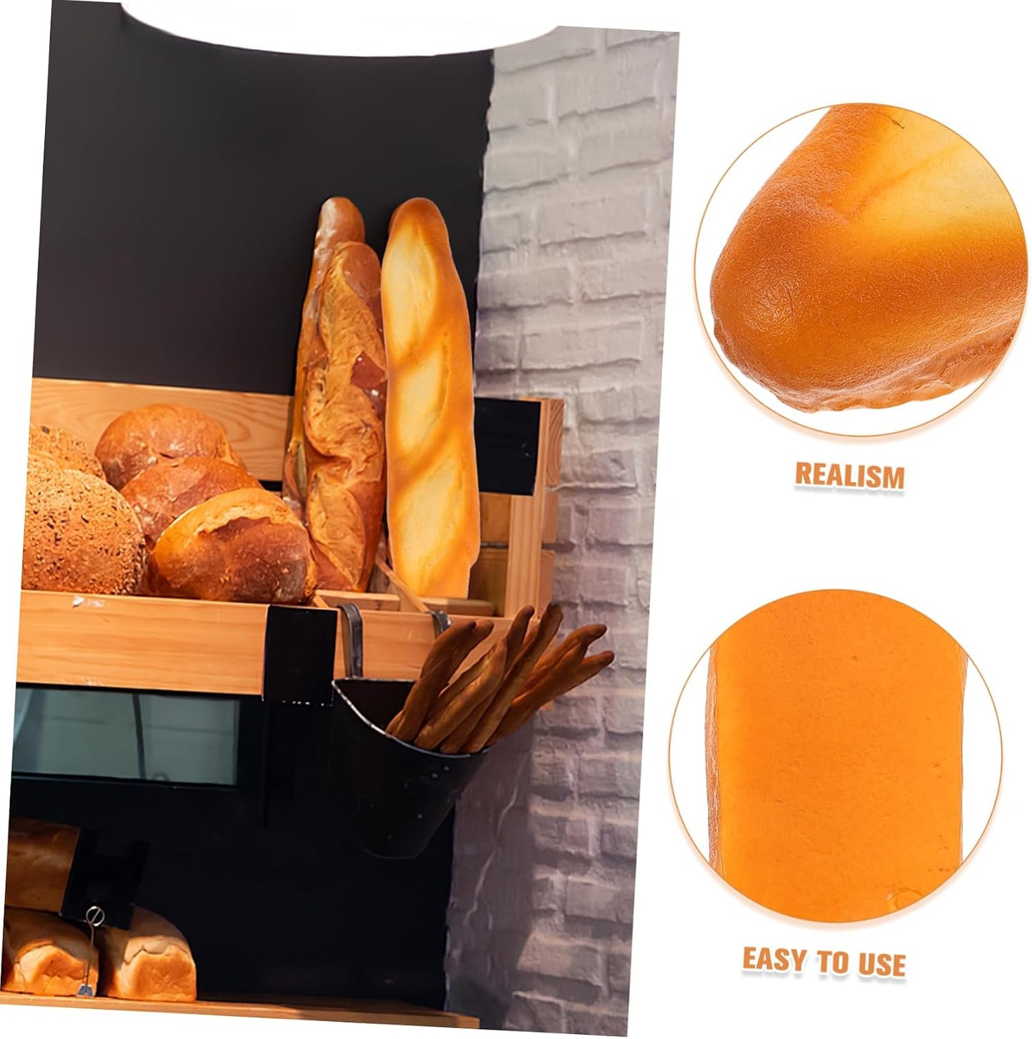 Cabilock Realistic Baguette Bread Model for Bakery Decoration Photography Props and Teaching Tools Faux Food Display