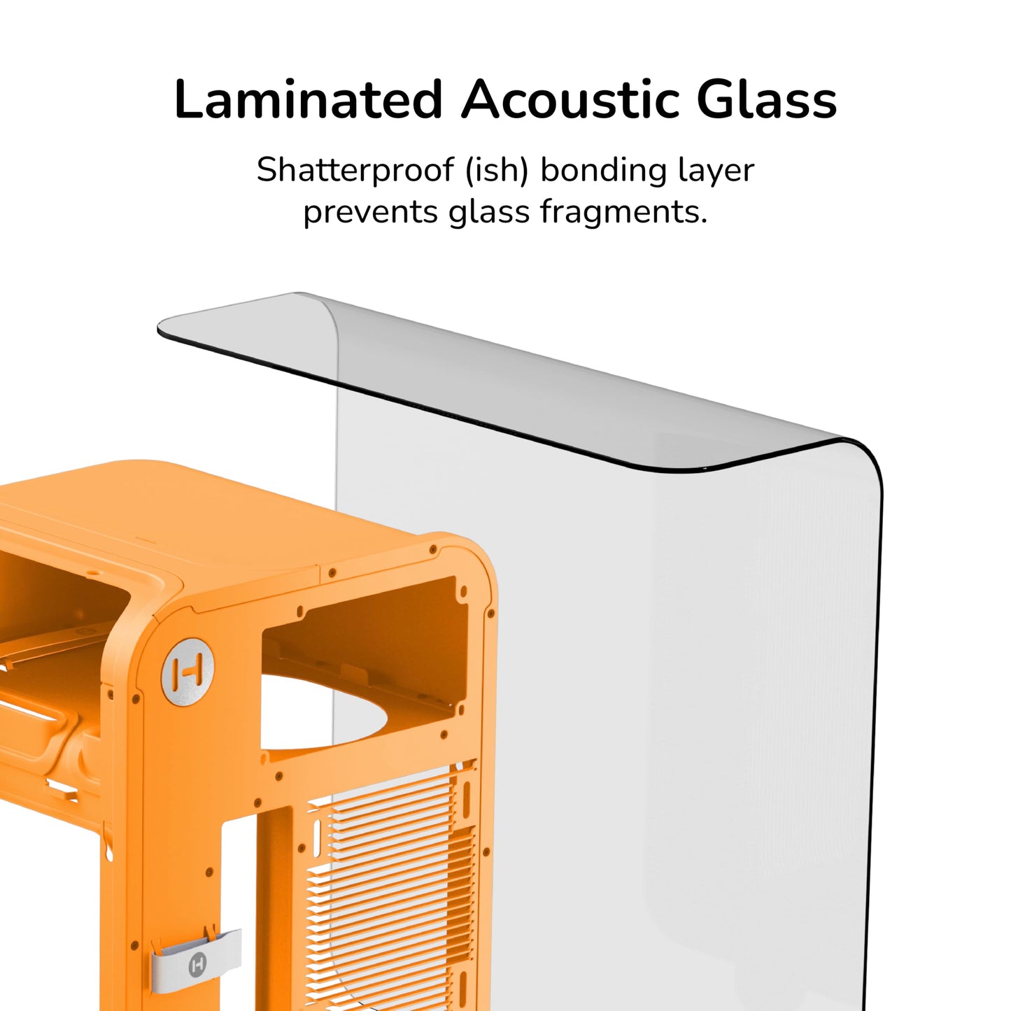 Hyte X50 - Modern Performance ATX Mid-Tower Gaming PC Case - Optimized High Airflow Chassis - 4mm Thick, Curved, Laminated Acoustic Glass - Micro Mesh Panels w Sturdy Stamped Steel - Astral Orange