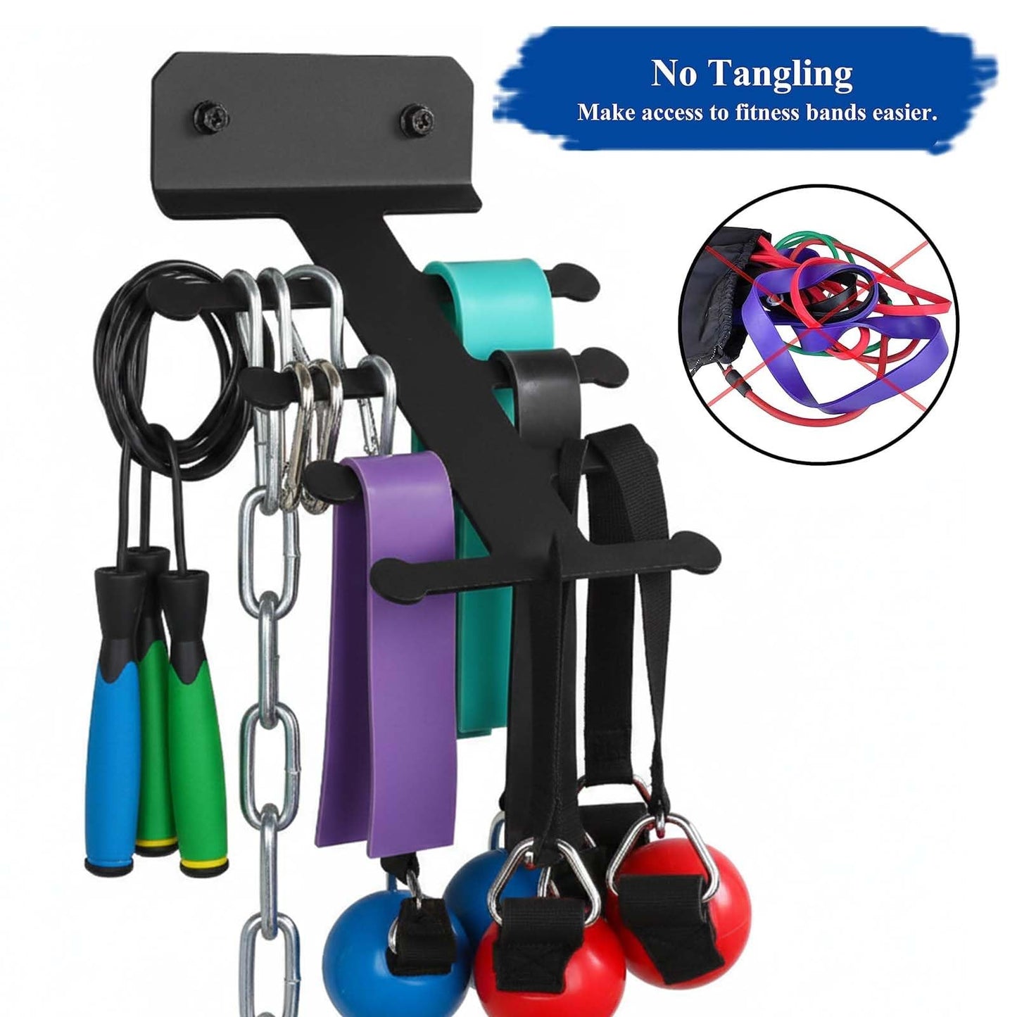 Resistance Rack Band Storage Hanger Gym Equipment Organizer Pull Up Bands Jump Ropes, Storage Rack for Home Gym