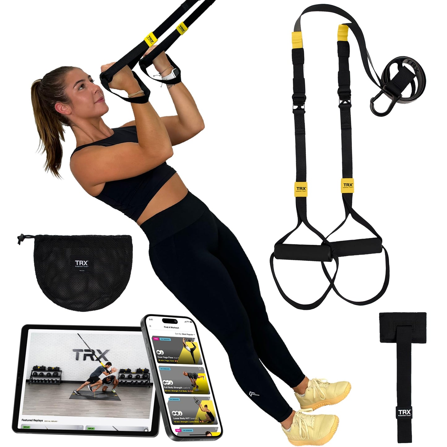 TRX GO Suspension Trainer, At Home, Portable Gym Workout, For Strength Training, Full Body Exercise Equipment